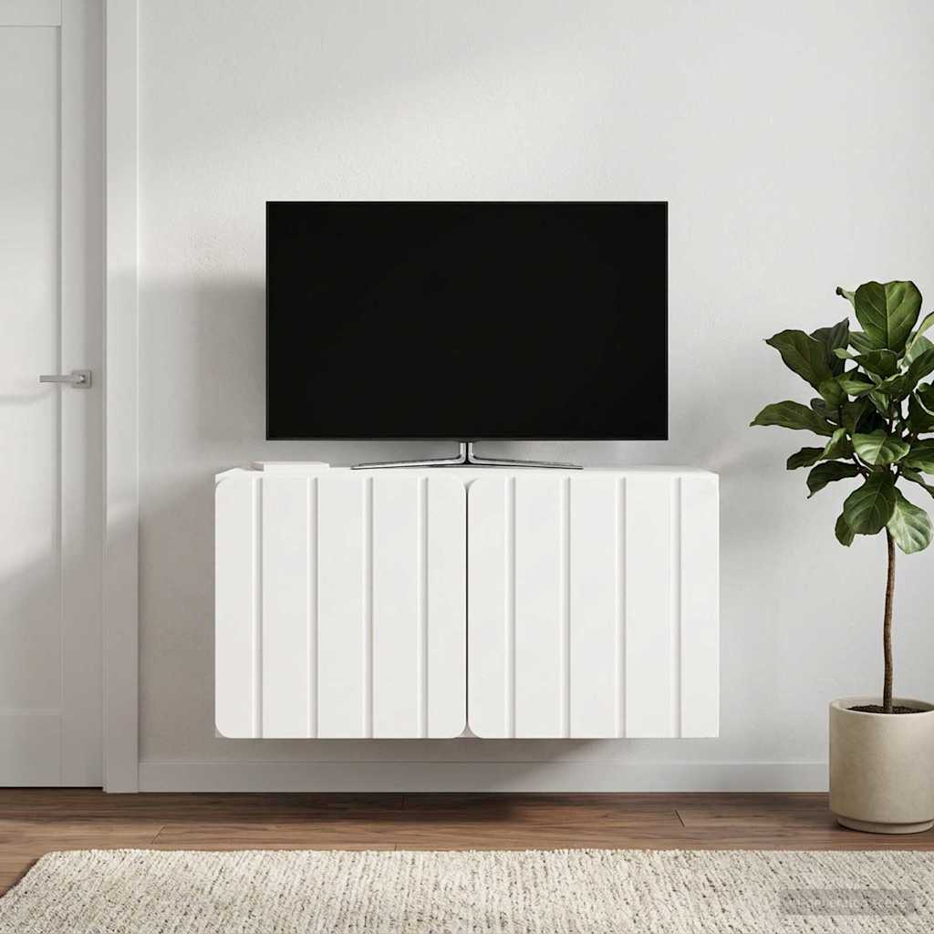 Sieninė TV spintelė Itin blizgi balta 59,5 x 41 x 30 cm