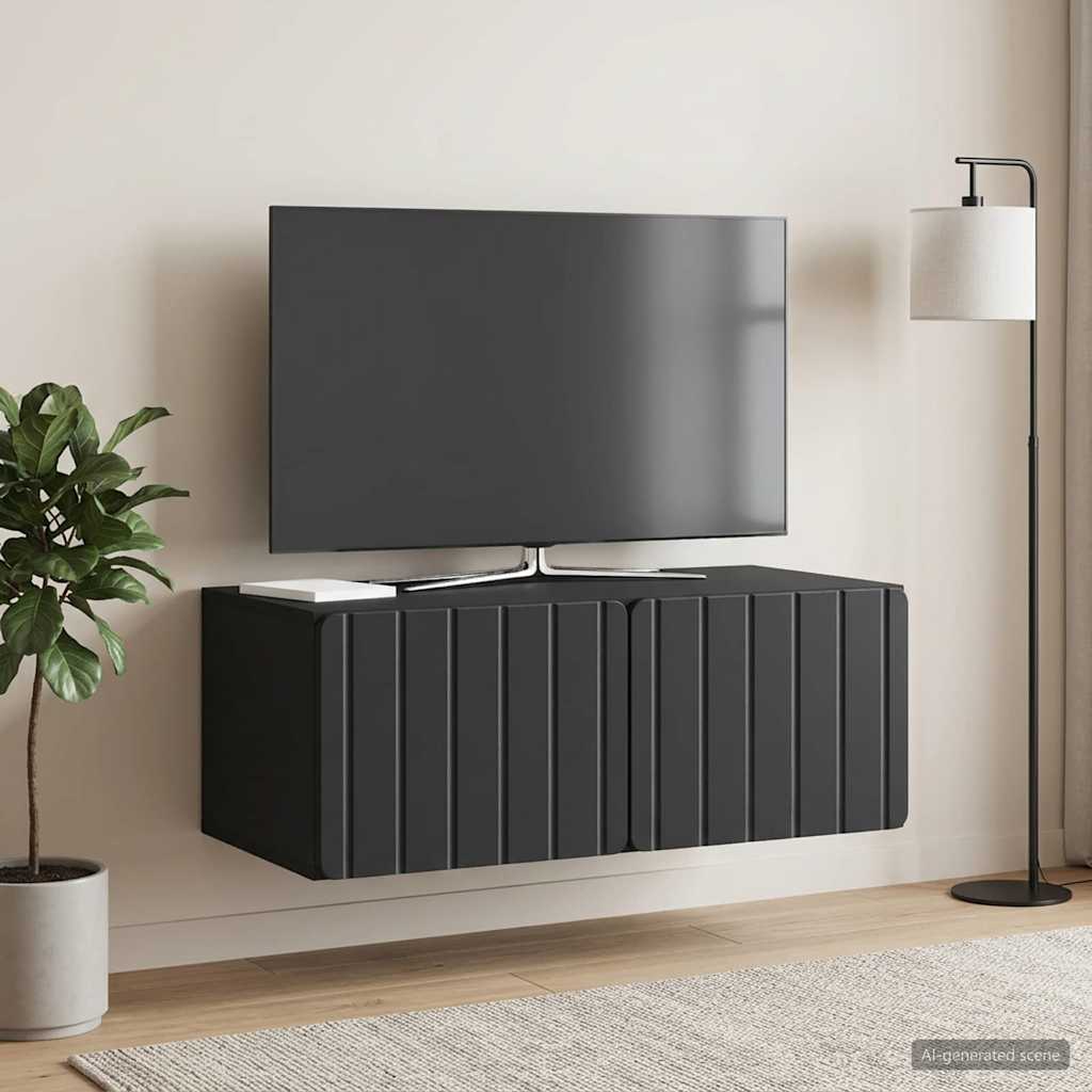 Sieninė TV spintelė Juoda 78,5 x 41 x 30 cm Apdirbta mediena