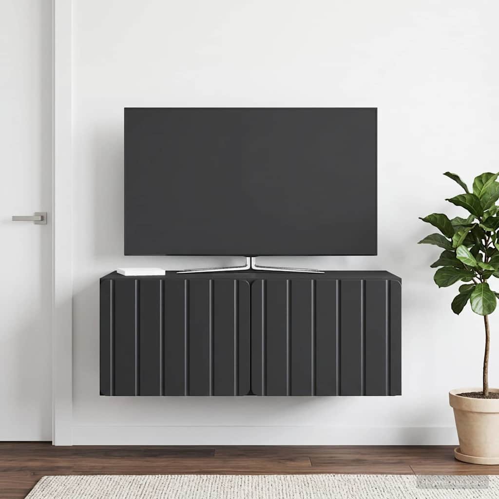 Sieninė TV spintelė Juoda 78,5 x 41 x 30 cm Apdirbta mediena
