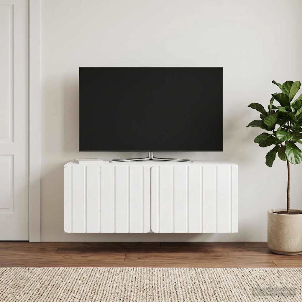 Sieninė TV spintelė Itin blizgi balta 78,5 x 41 x 30 cm