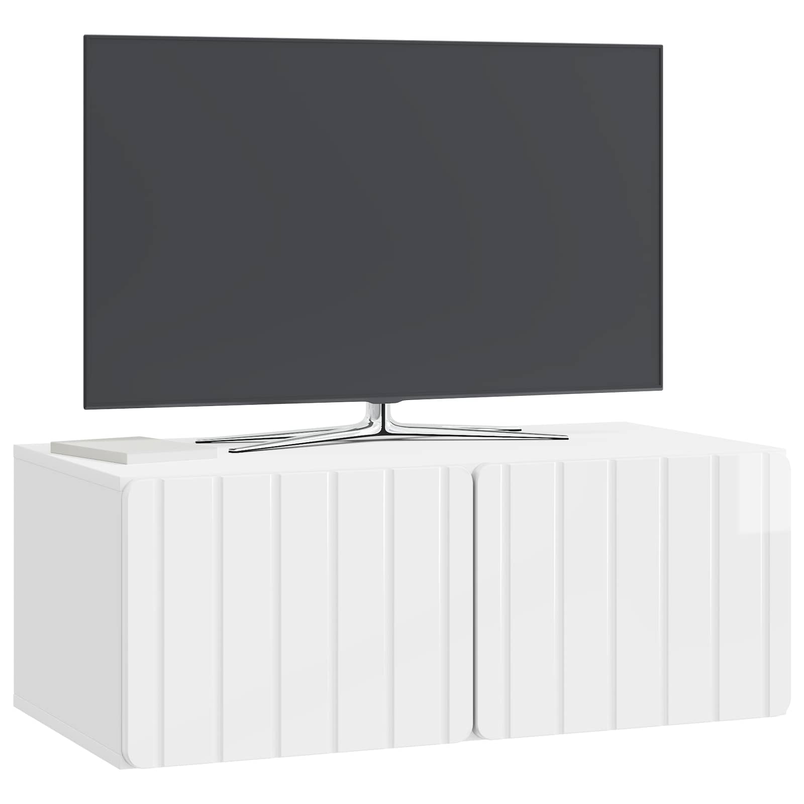Sieninė TV spintelė Itin blizgi balta 78,5 x 41 x 30 cm