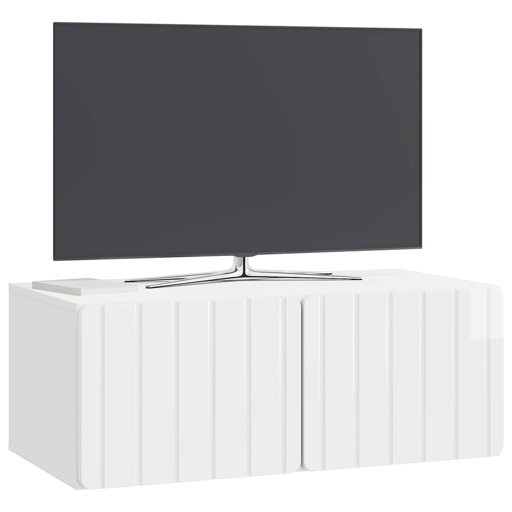 Sieninė TV spintelė Itin blizgi balta 78,5 x 41 x 30 cm