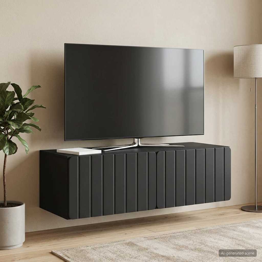 Sieninė TV spintelė Juoda 98 x 41 x 30 cm Apdirbta mediena