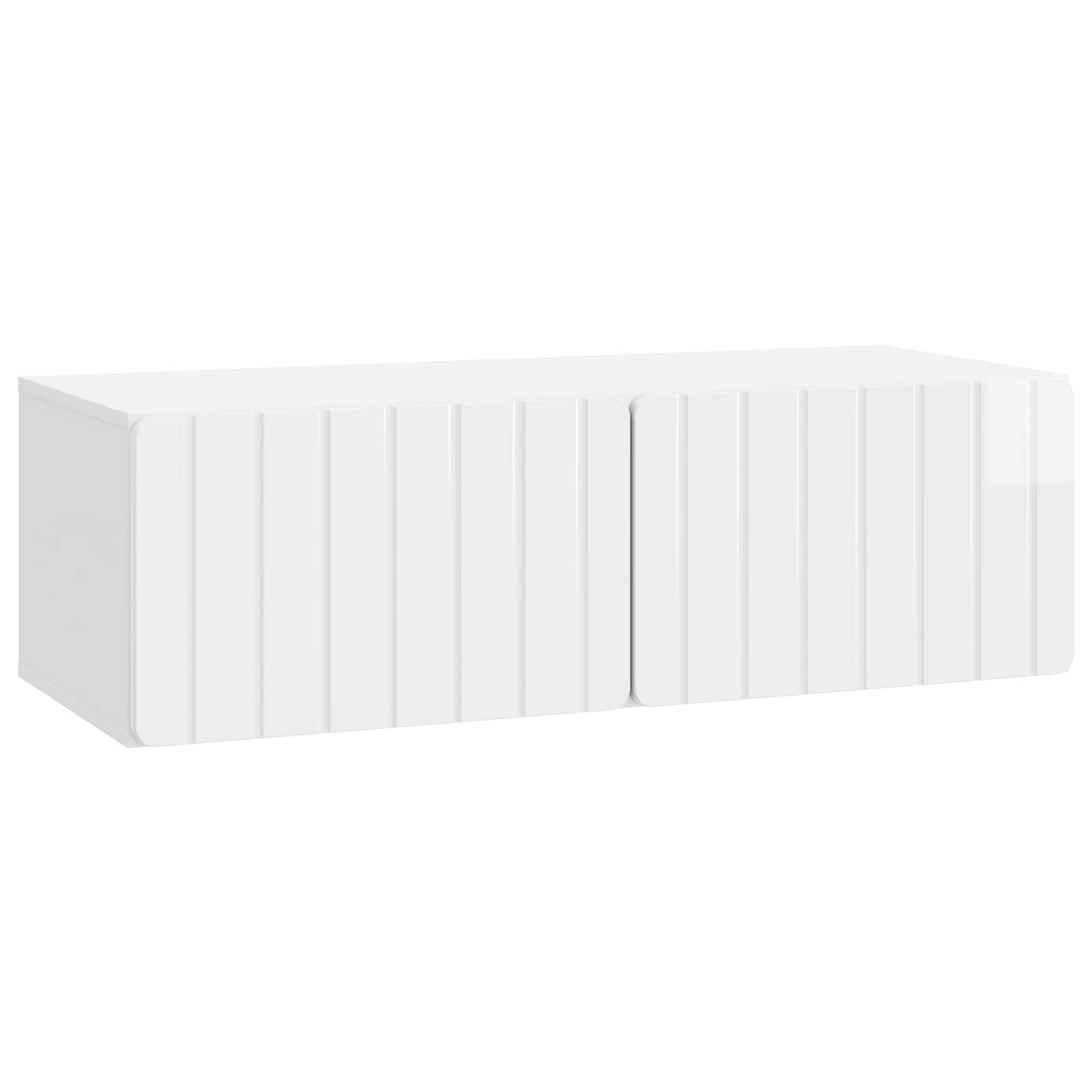 Sieninė TV spintelė Itin blizgi balta 98 x 41 x 30 cm