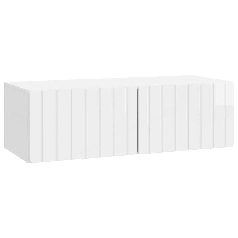 Sieninė TV spintelė Itin blizgi balta 98 x 41 x 30 cm