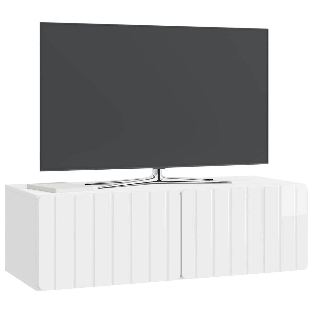Sieninė TV spintelė Itin blizgi balta 98 x 41 x 30 cm
