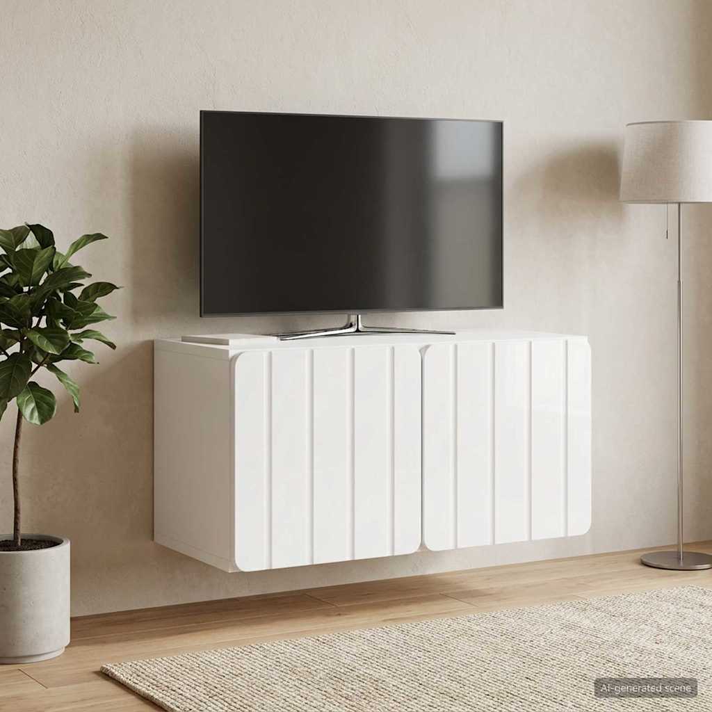 Sienas TV skapītis īpaši spīdīgs balts 59,5 x 31 x 30 cm