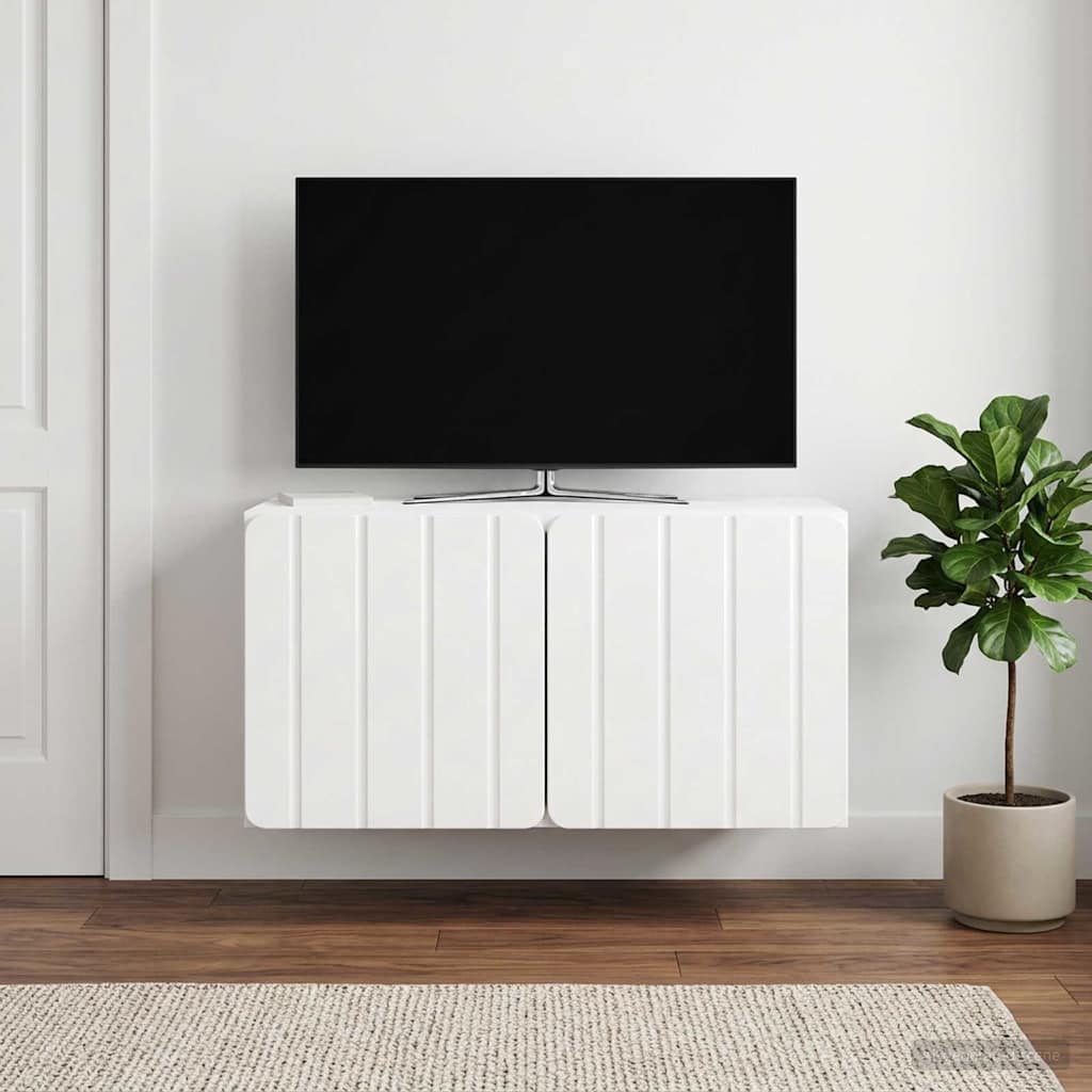 Sienas TV skapītis īpaši spīdīgs balts 59,5 x 31 x 30 cm