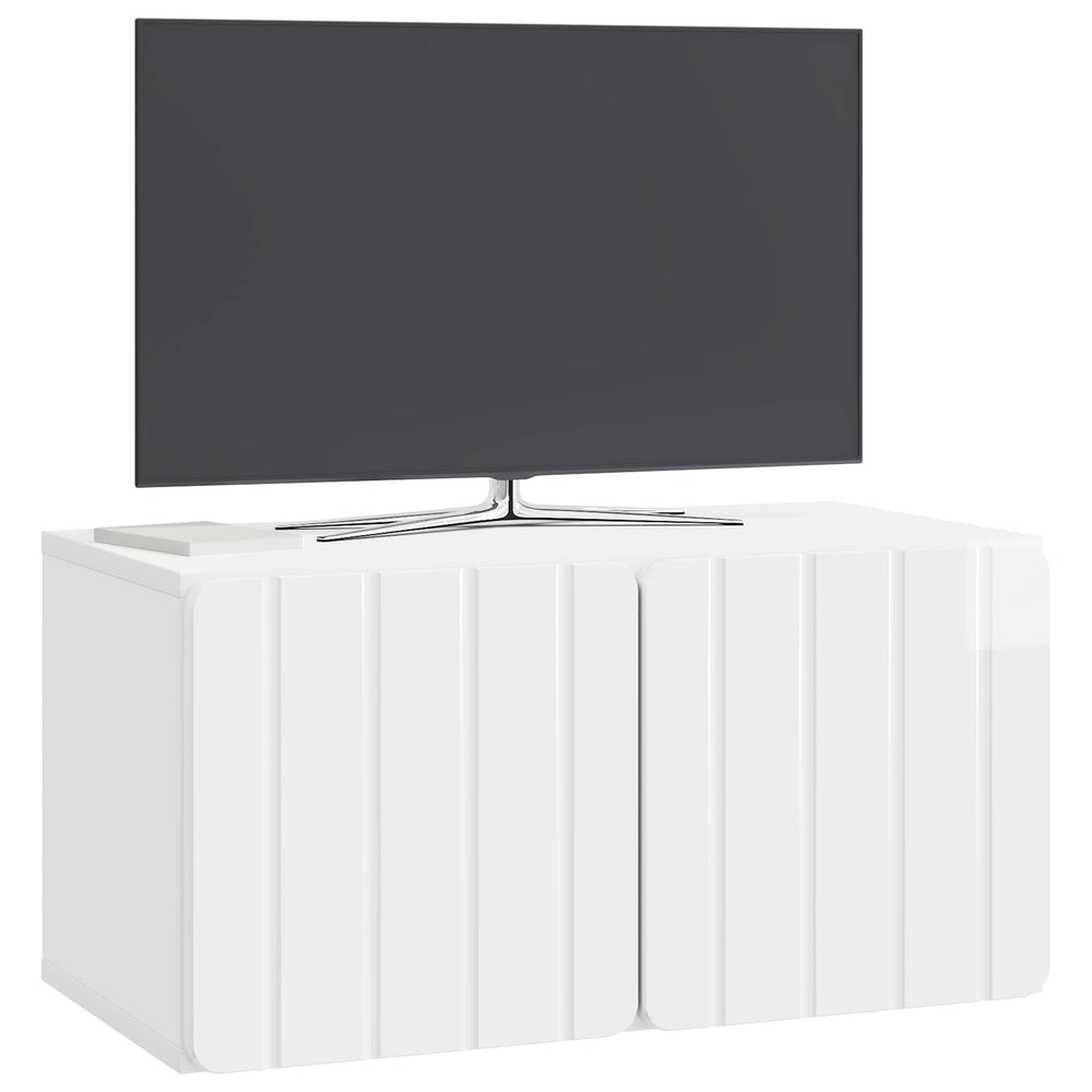 Sieninė TV spintelė Itin blizgi balta 59,5 x 31 x 30 cm