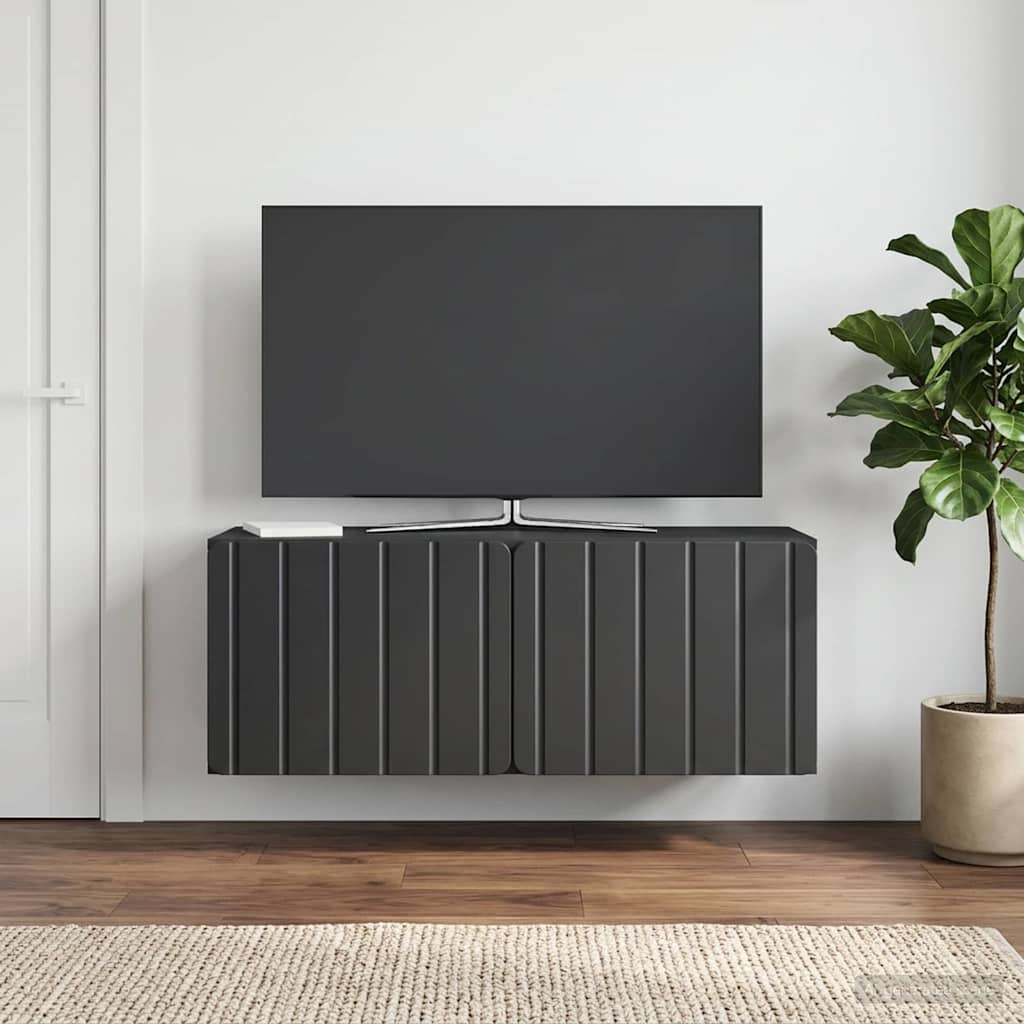 Sieninė TV spintelė Juoda 78,5 x 31 x 30 cm Apdirbta mediena