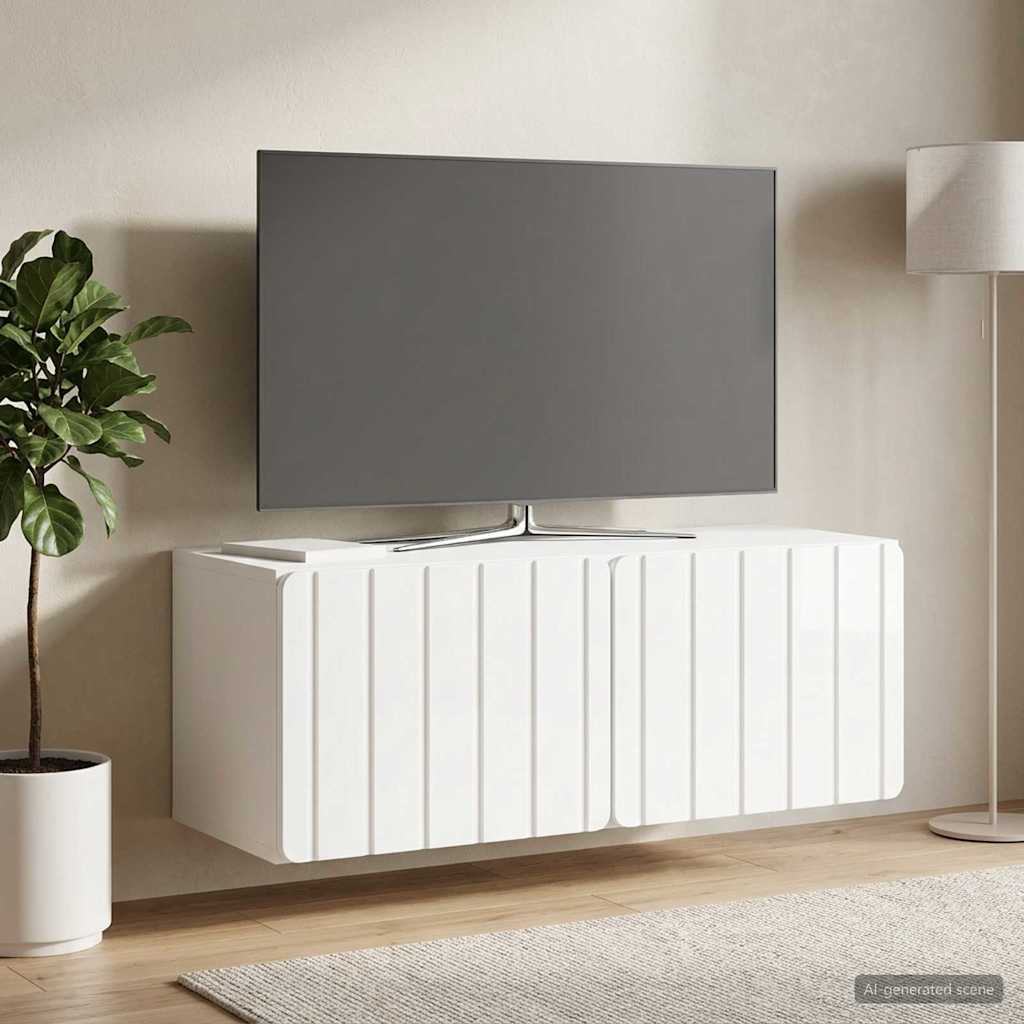 Sieninė TV spintelė Itin blizgi balta 78,5 x 31 x 30 cm