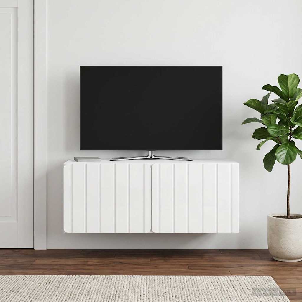 Sieninė TV spintelė Itin blizgi balta 78,5 x 31 x 30 cm
