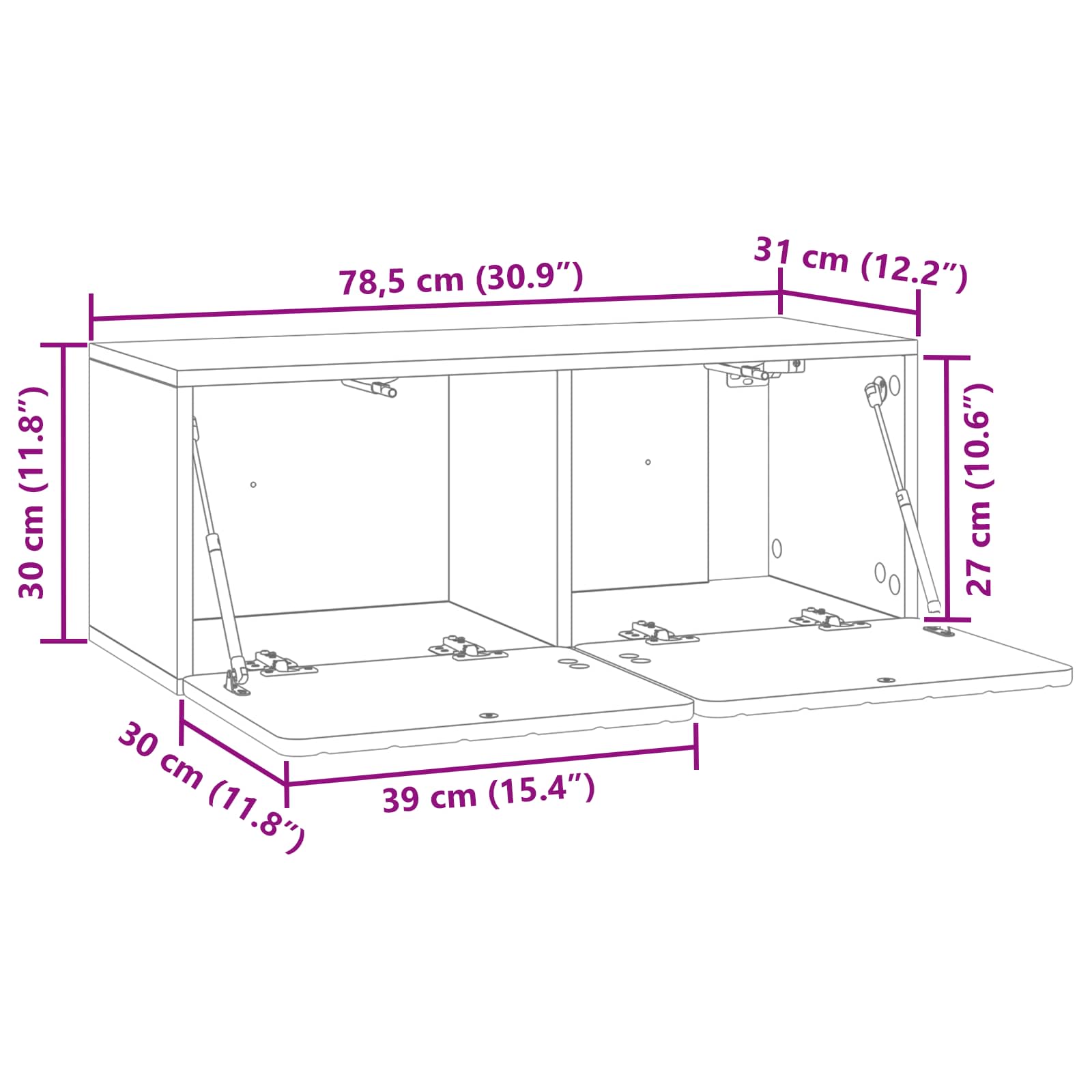Sieninė TV spintelė Sendintos medienos 78,5 x 31 x 30 cm