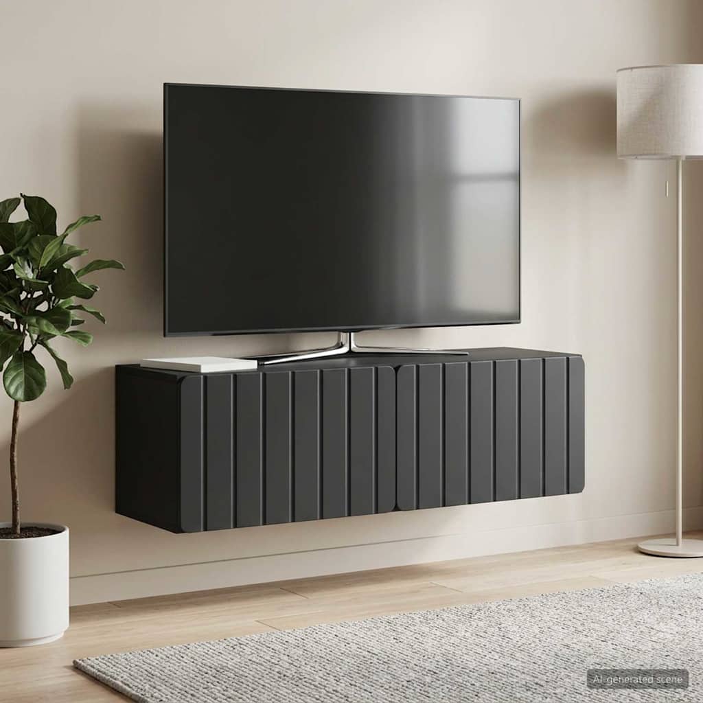 Sieninė TV spintelė Juoda 98 x 31 x 30 cm Apdirbta mediena