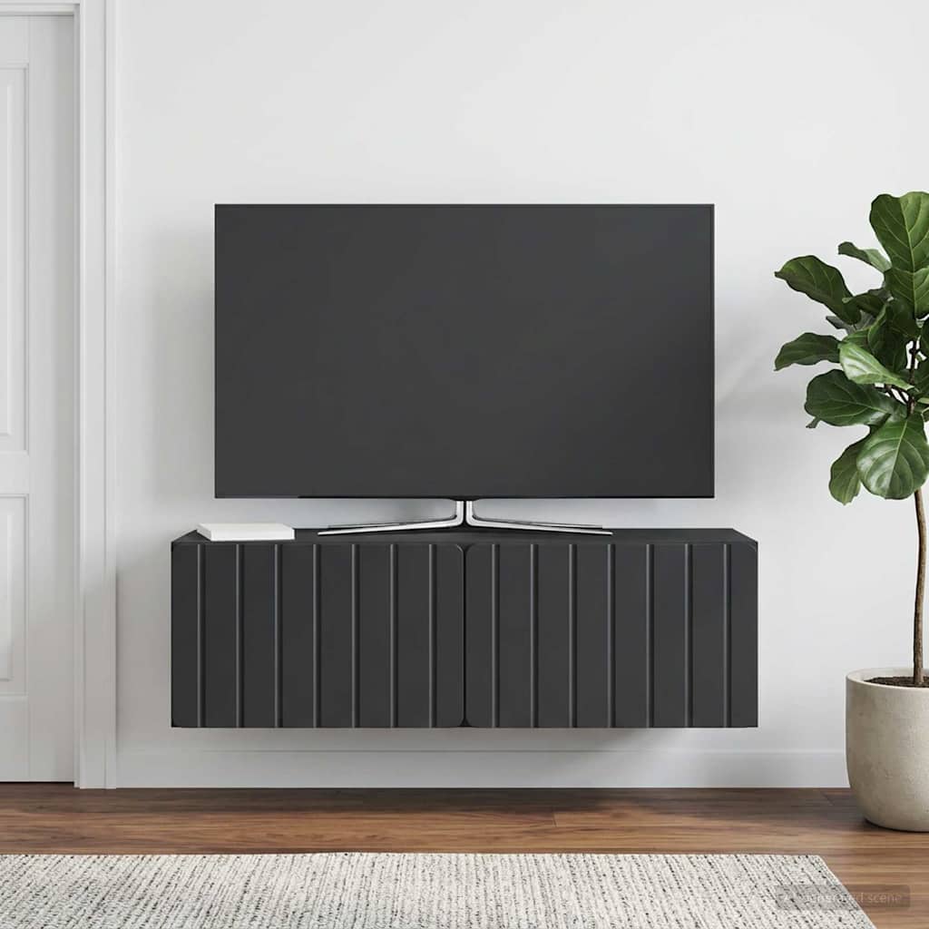 Sieninė TV spintelė Juoda 98 x 31 x 30 cm Apdirbta mediena