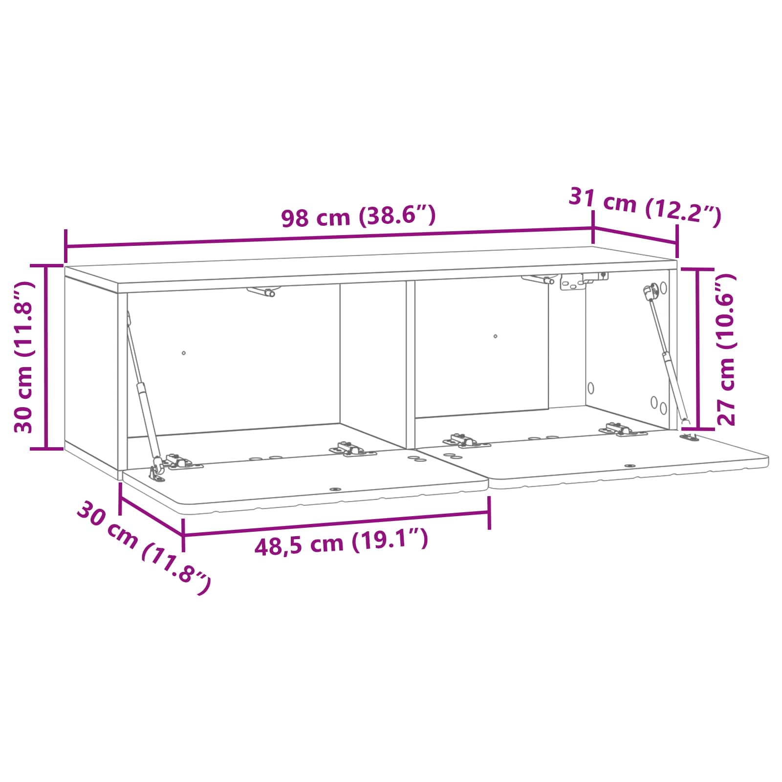 Sienas TV skapis Pelēks betons 98 x 31 x 30 cm