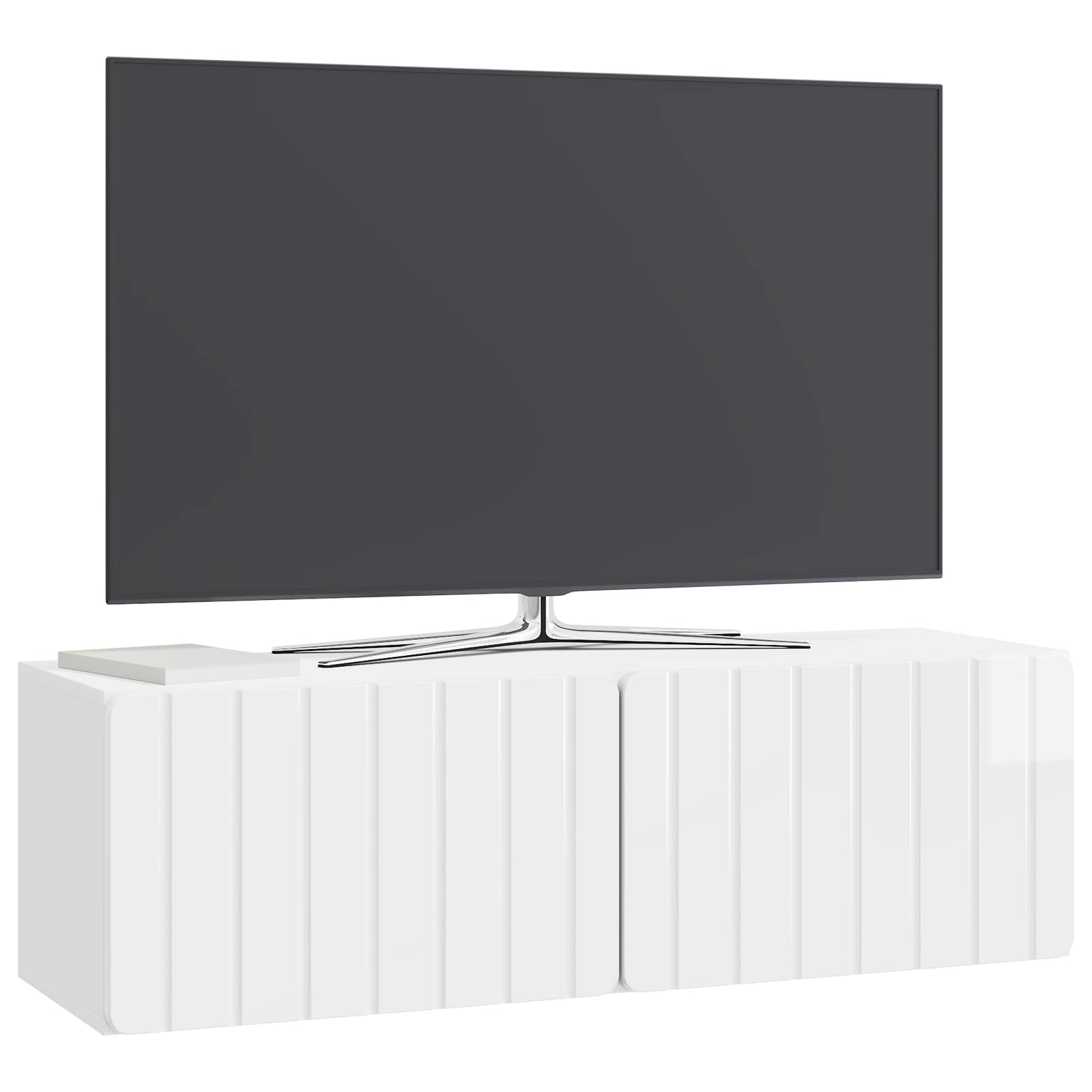 Sieninė TV spintelė Itin blizgi balta 98 x 31 x 30 cm