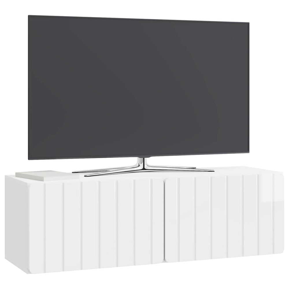 Sieninė TV spintelė Itin blizgi balta 98 x 31 x 30 cm