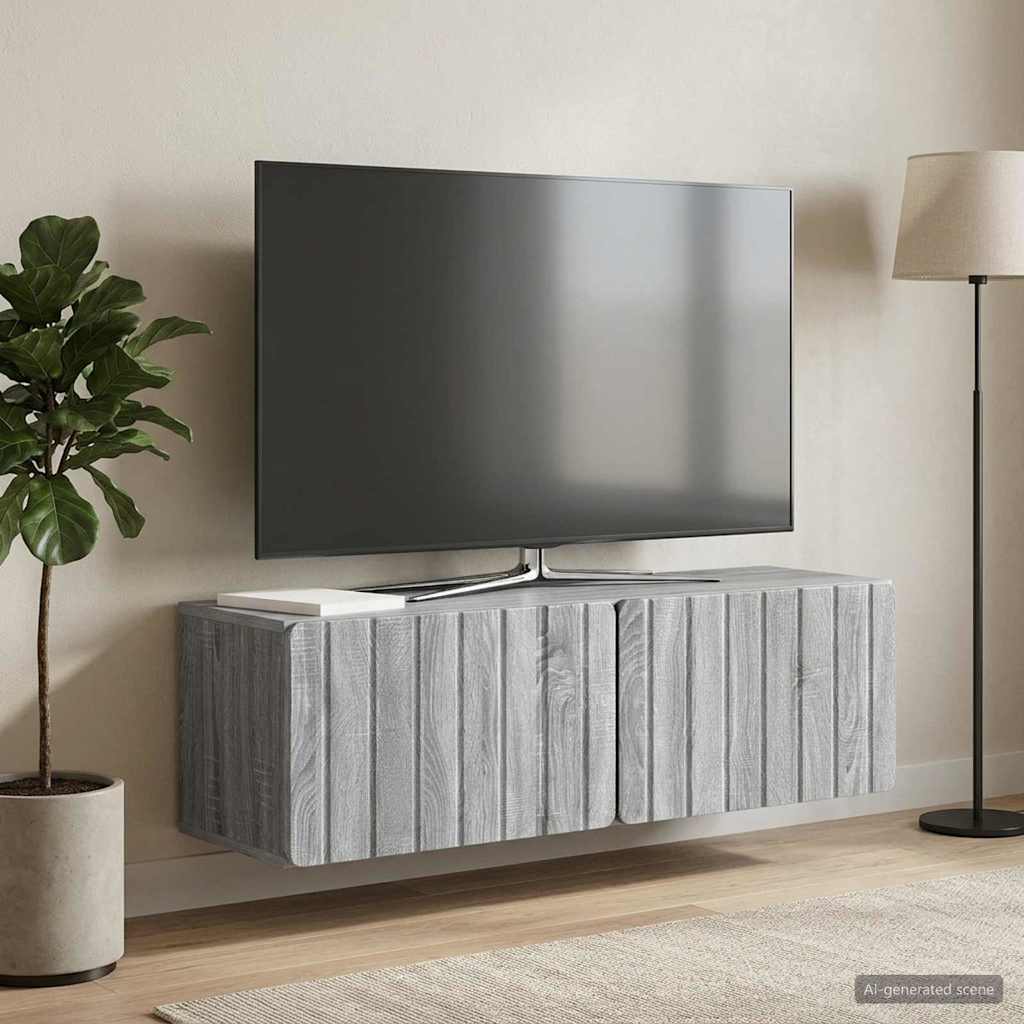 Sieninė TV spintelė Pilka sonoma ąžuolo 98 x 31 x 30 cm
