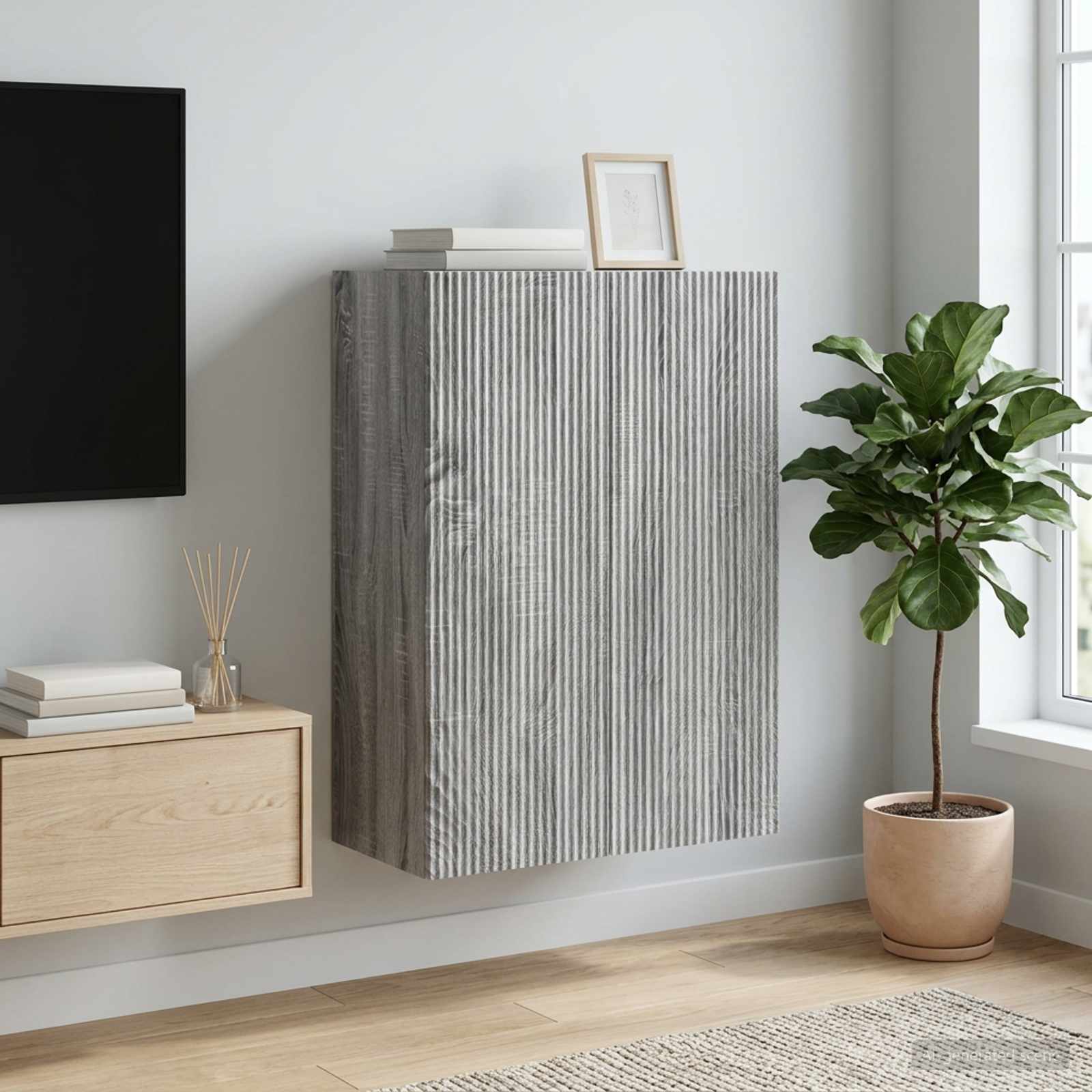 Prie sienos montuojama spinta Pilka Sonoma 66 x 34,5 x 90 cm