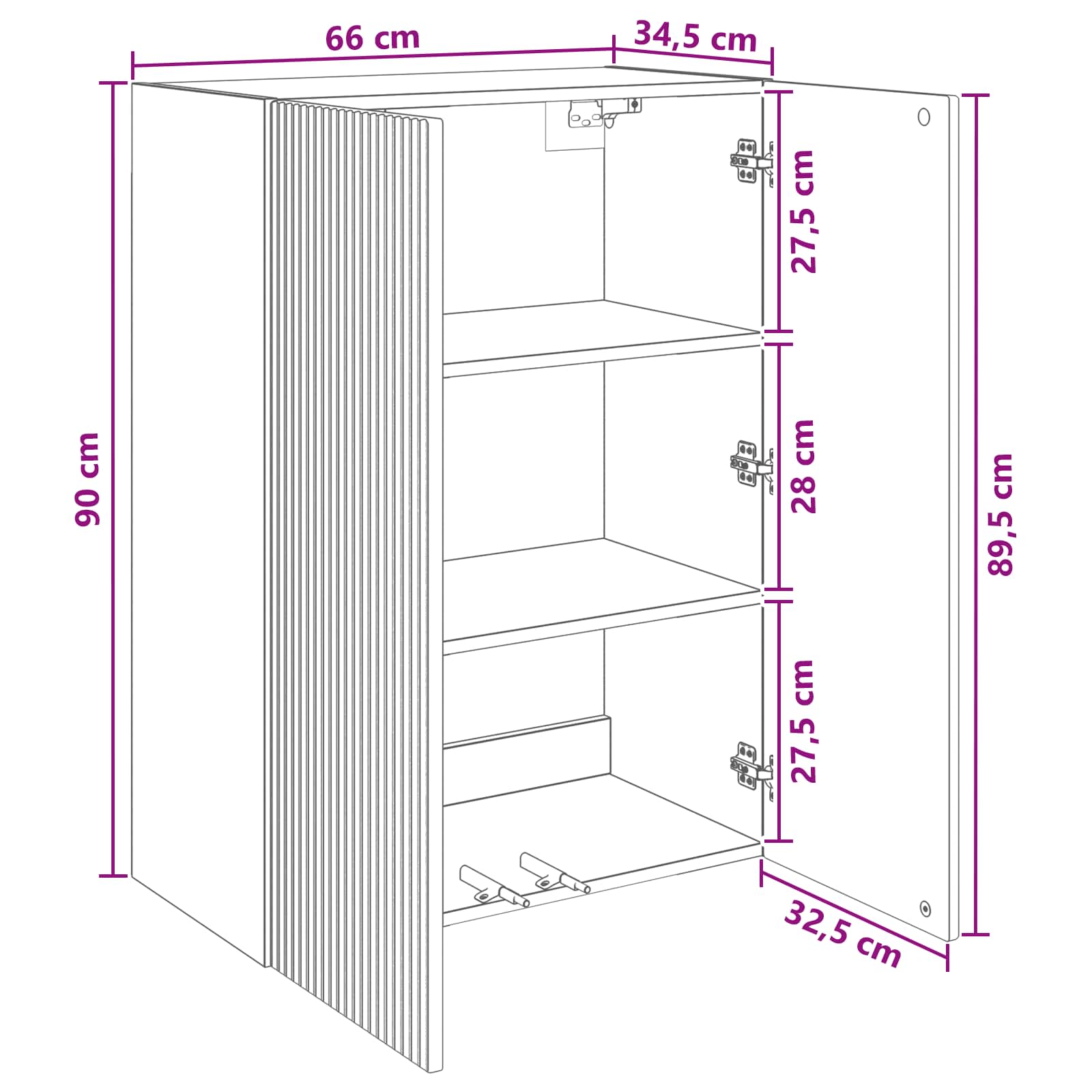 Prie sienos montuojama spinta Pilka Sonoma 66 x 34,5 x 90 cm