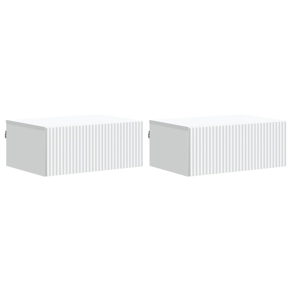 Sieninis naktinis staliukas 2 pcs Balta 49 x 34,5 x 20 cm