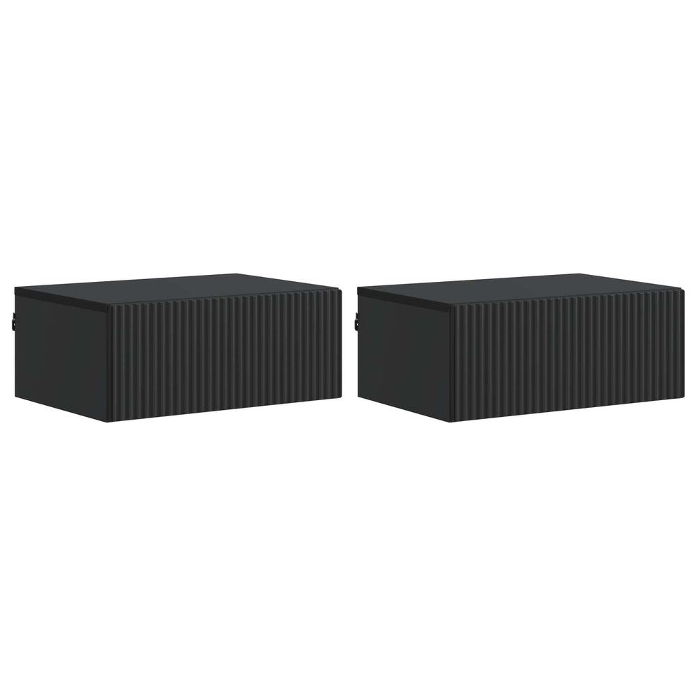 Sieninis naktinis staliukas 2 pcs Juoda 49 x 34,5 x 20 cm