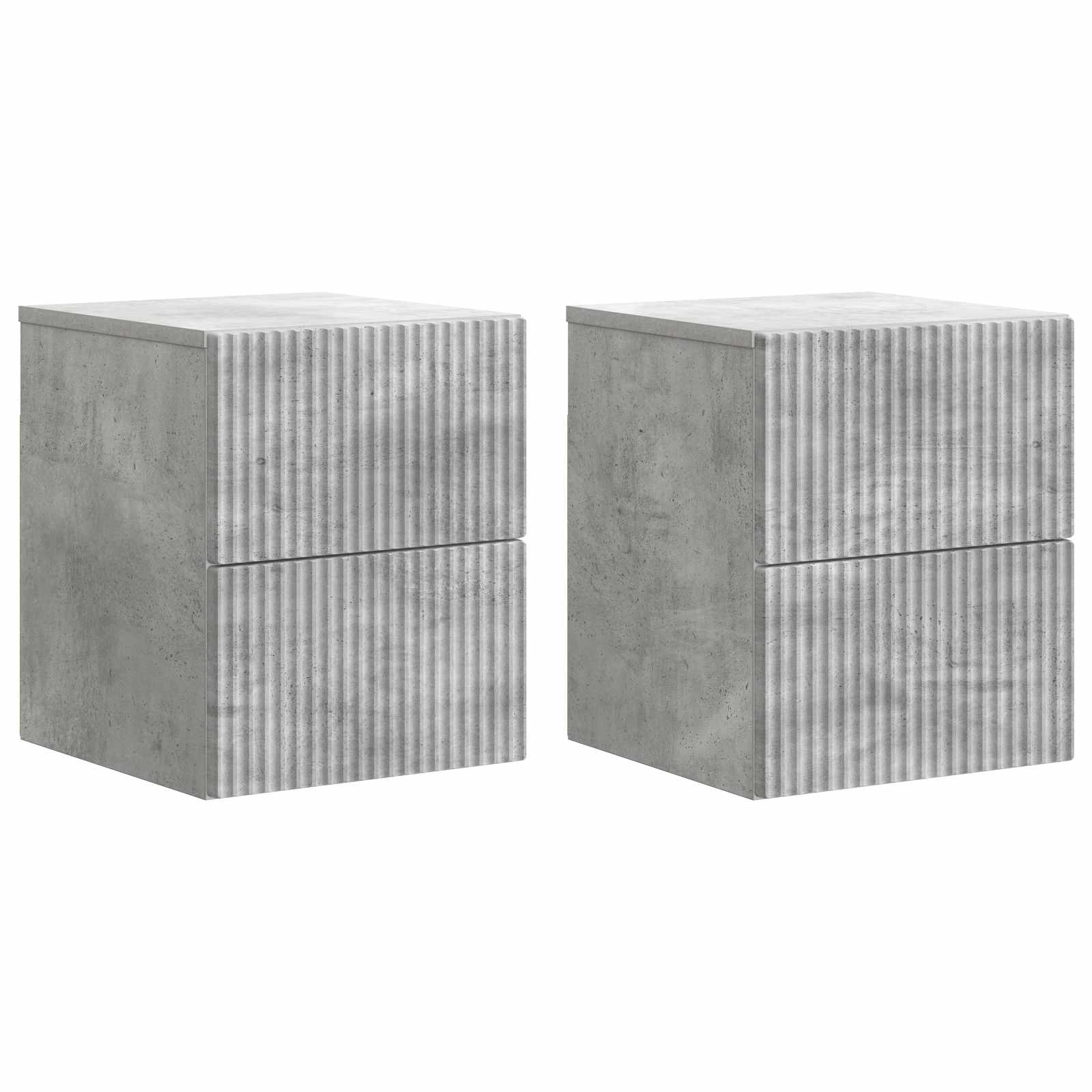 Sieninis naktinis staliukas 2 pcs Betono pilka Apdirbta mediena