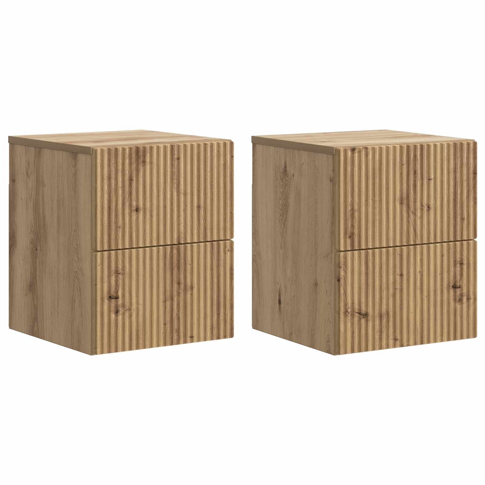 Sieninis naktinis staliukas su stalčių 2 pcs Artisano ąžuolo