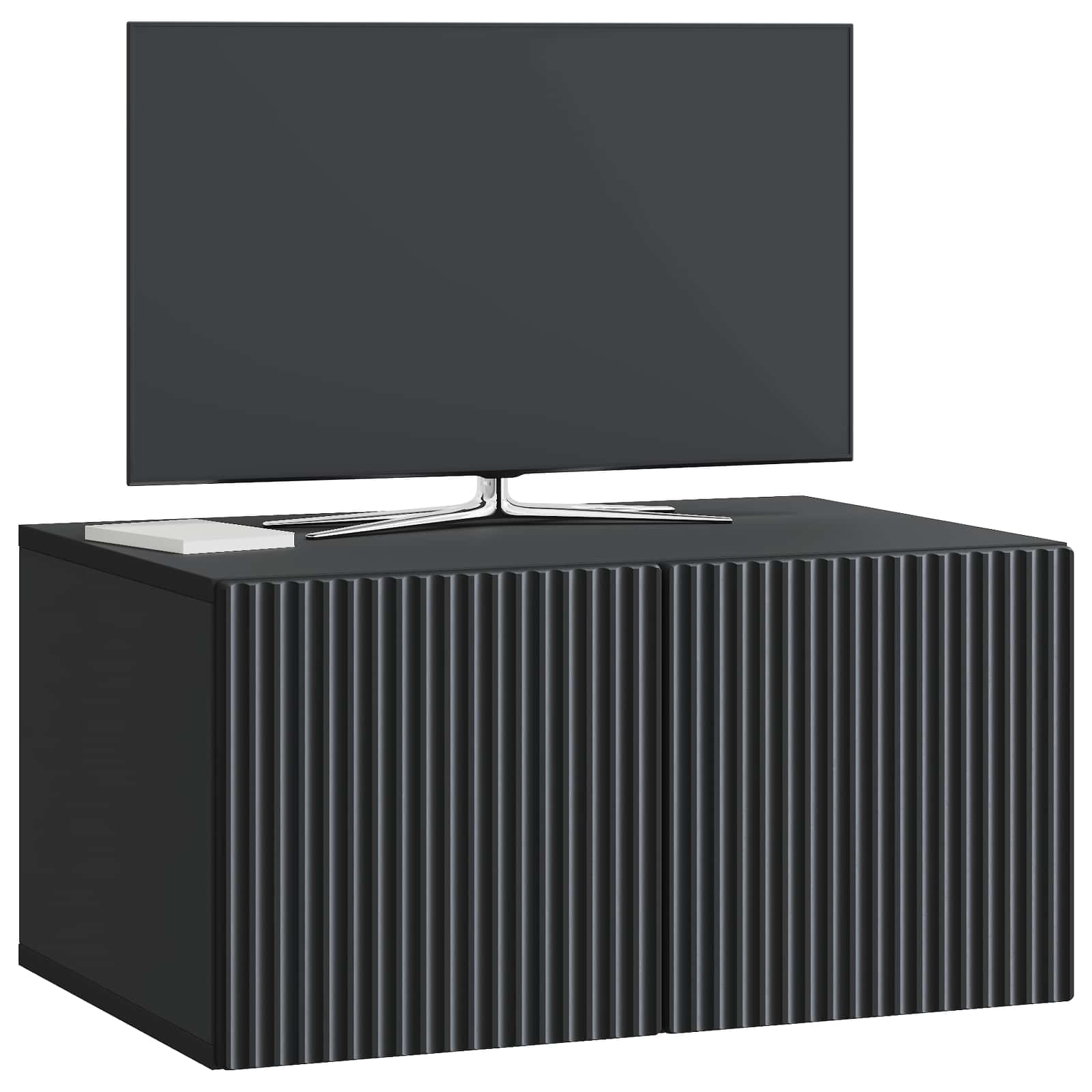 Sieninė TV spintelė Juoda 59,5 x 41 x 30 cm Apdirbta mediena
