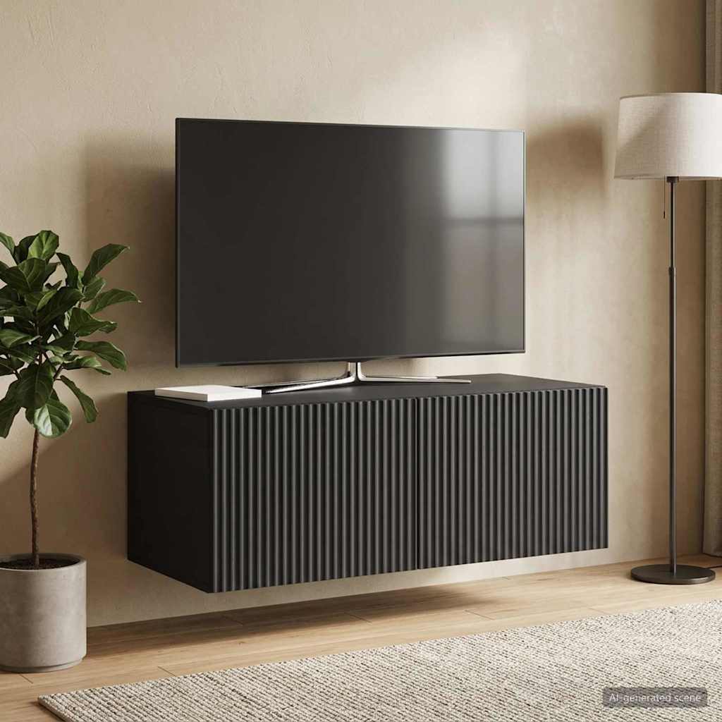 Sieninė TV spintelė Juoda 78,5 x 41 x 30 cm Apdirbta mediena