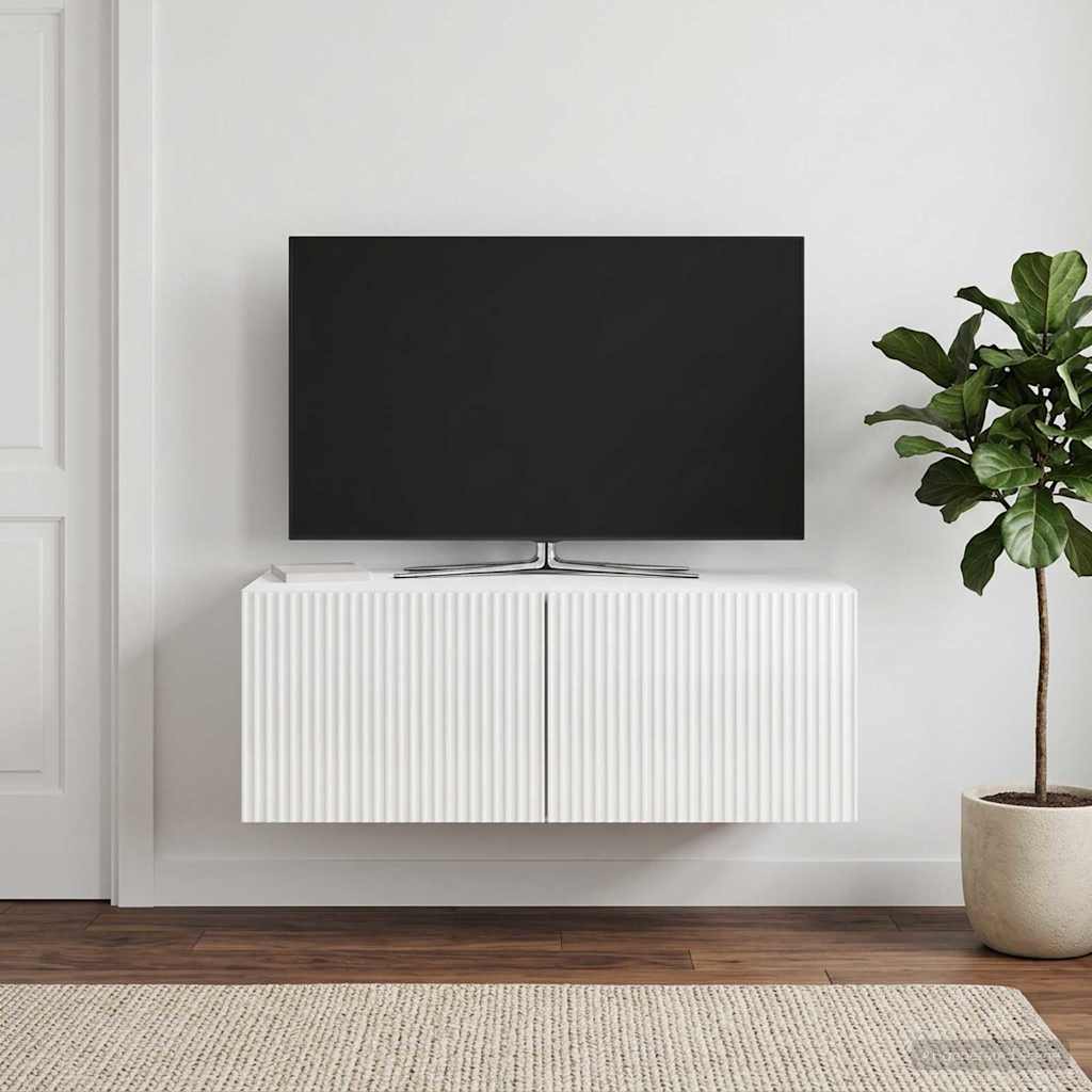 Sieninė TV spintelė Itin blizgi balta 78,5 x 41 x 30 cm