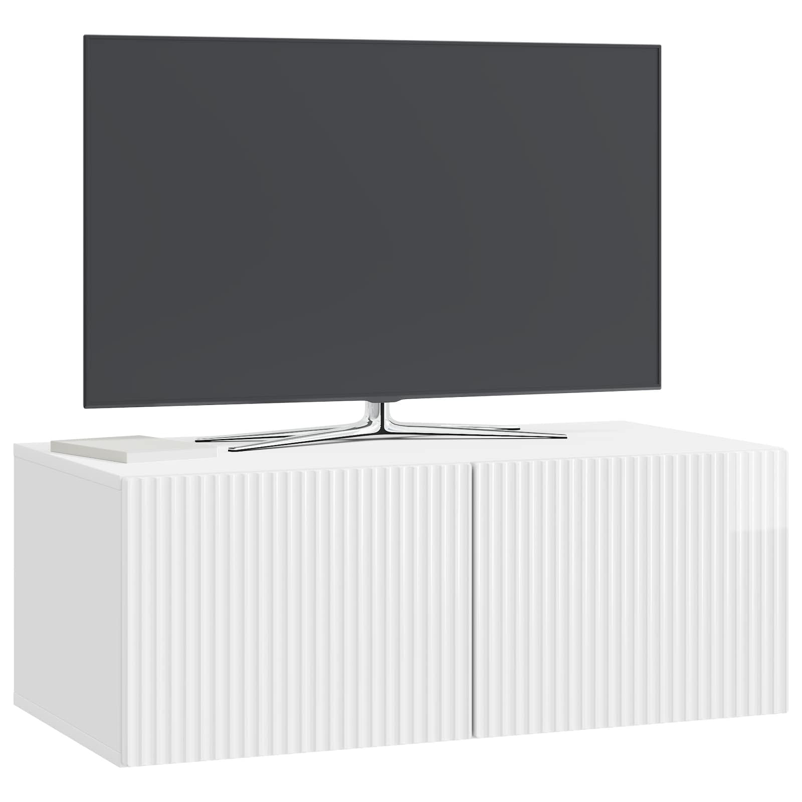 Sieninė TV spintelė Itin blizgi balta 78,5 x 41 x 30 cm