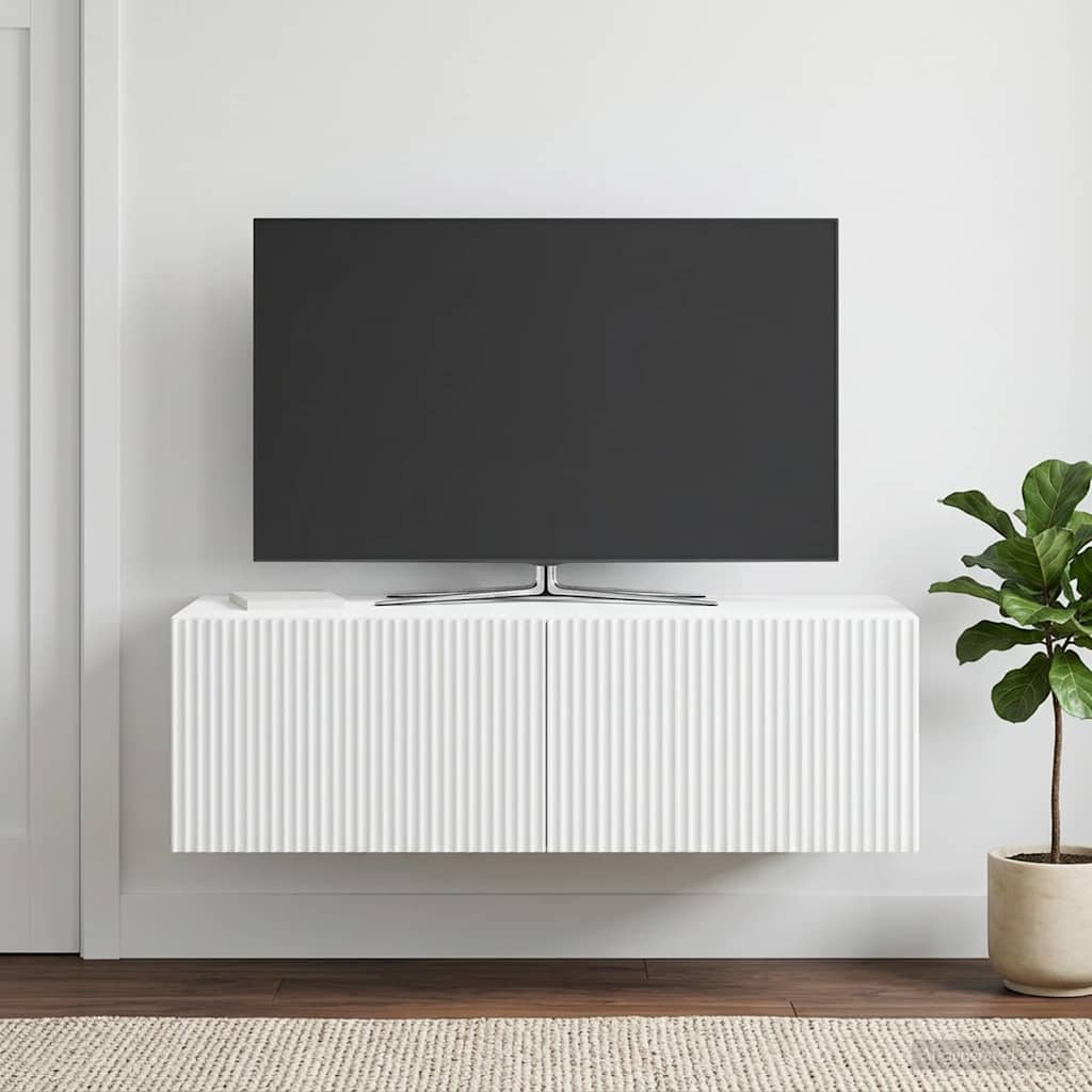 Sieninė TV spintelė Balta 98 x 41 x 30 cm Apdirbta mediena