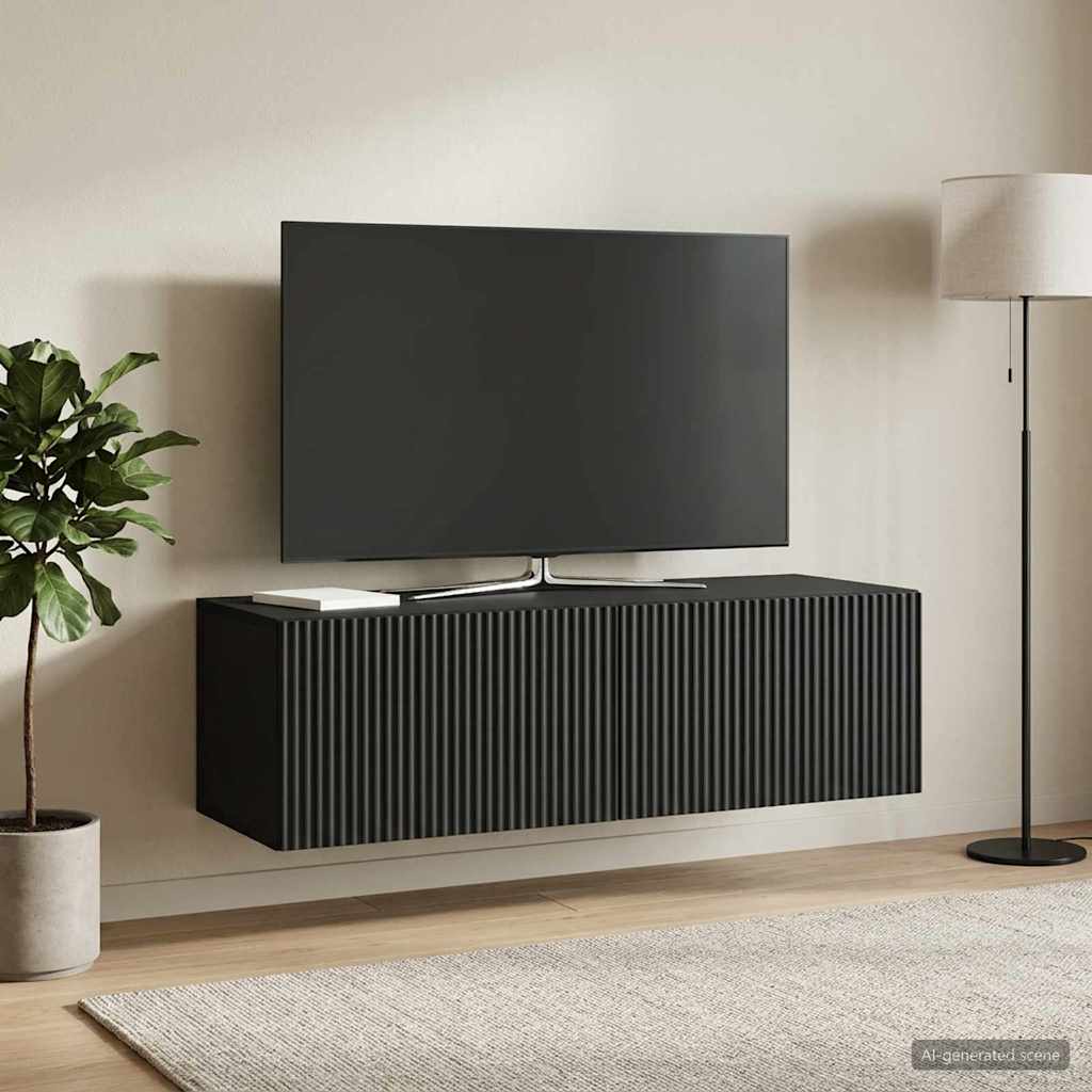 Sieninė TV spintelė Juoda 98 x 41 x 30 cm Apdirbta mediena