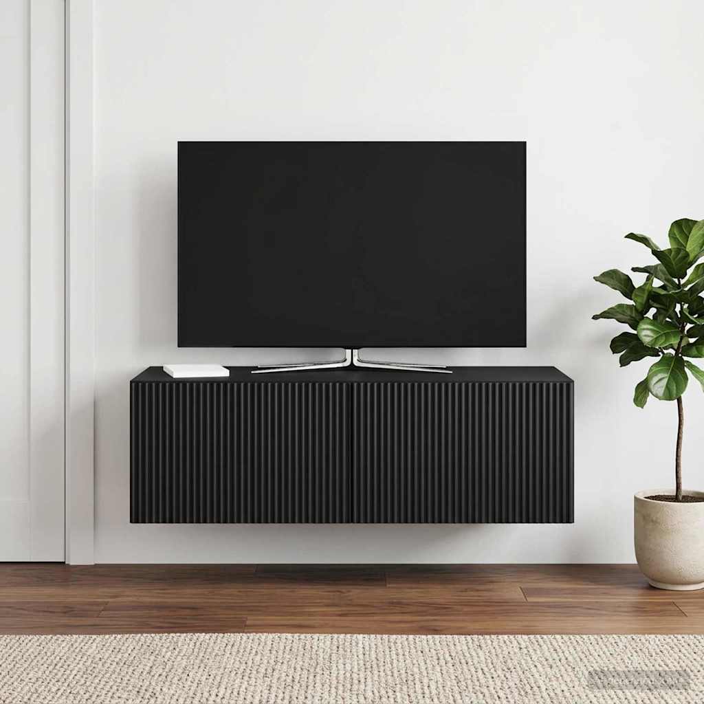 Sieninė TV spintelė Juoda 98 x 41 x 30 cm Apdirbta mediena