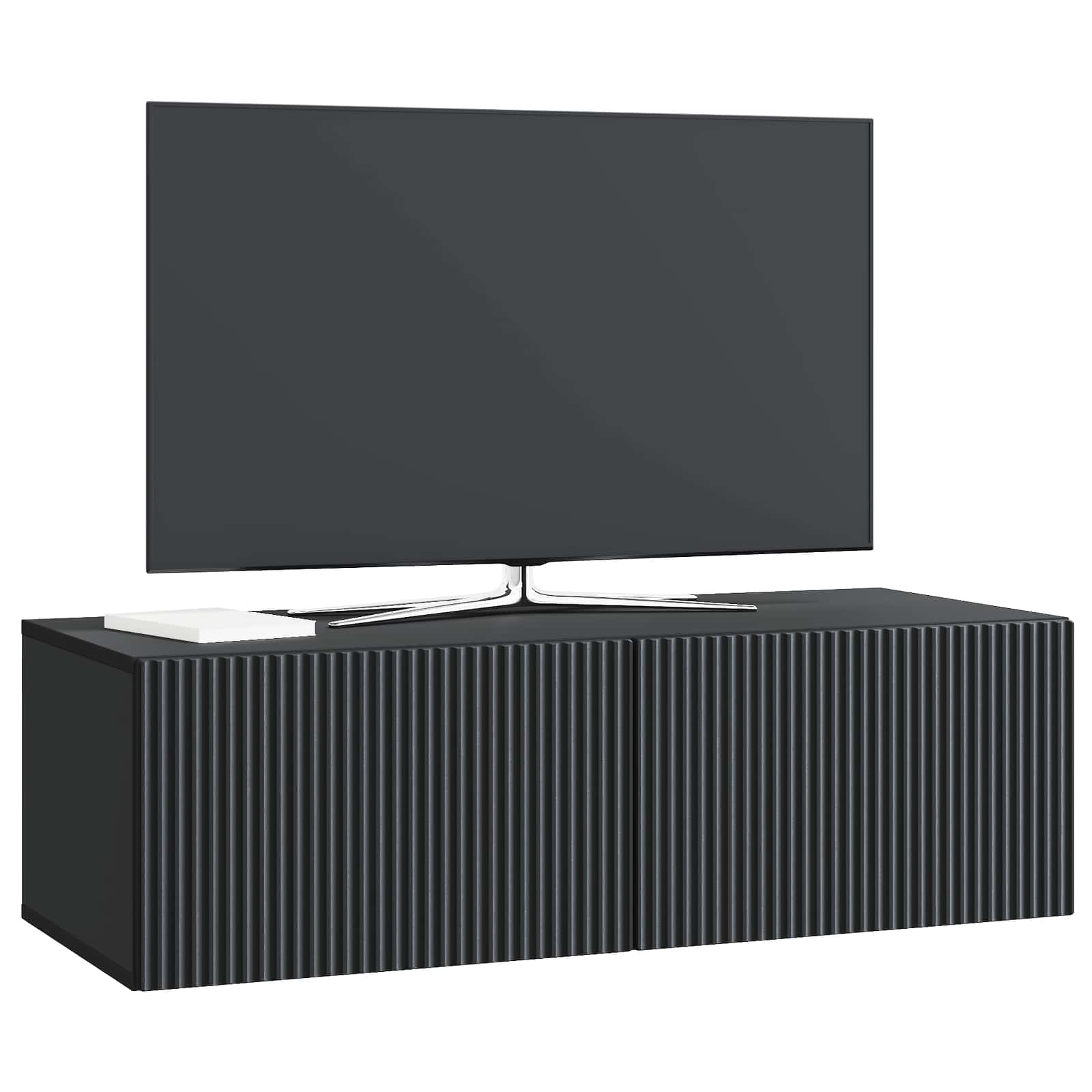 Sieninė TV spintelė Juoda 98 x 41 x 30 cm Apdirbta mediena