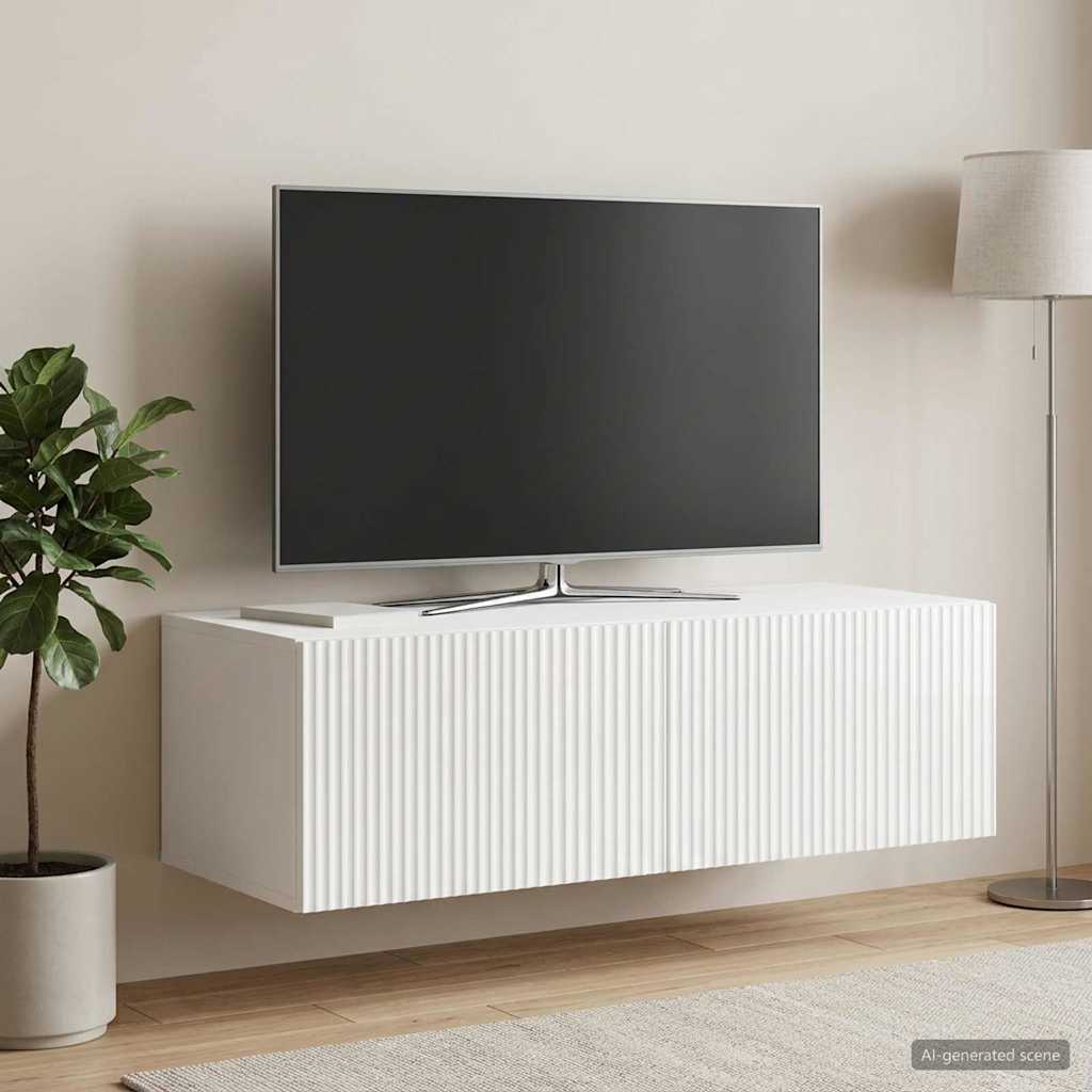 Pie sienas stiprināms TV skapītis īpaši spīdīgi balts 98 x 41 x 30 cm