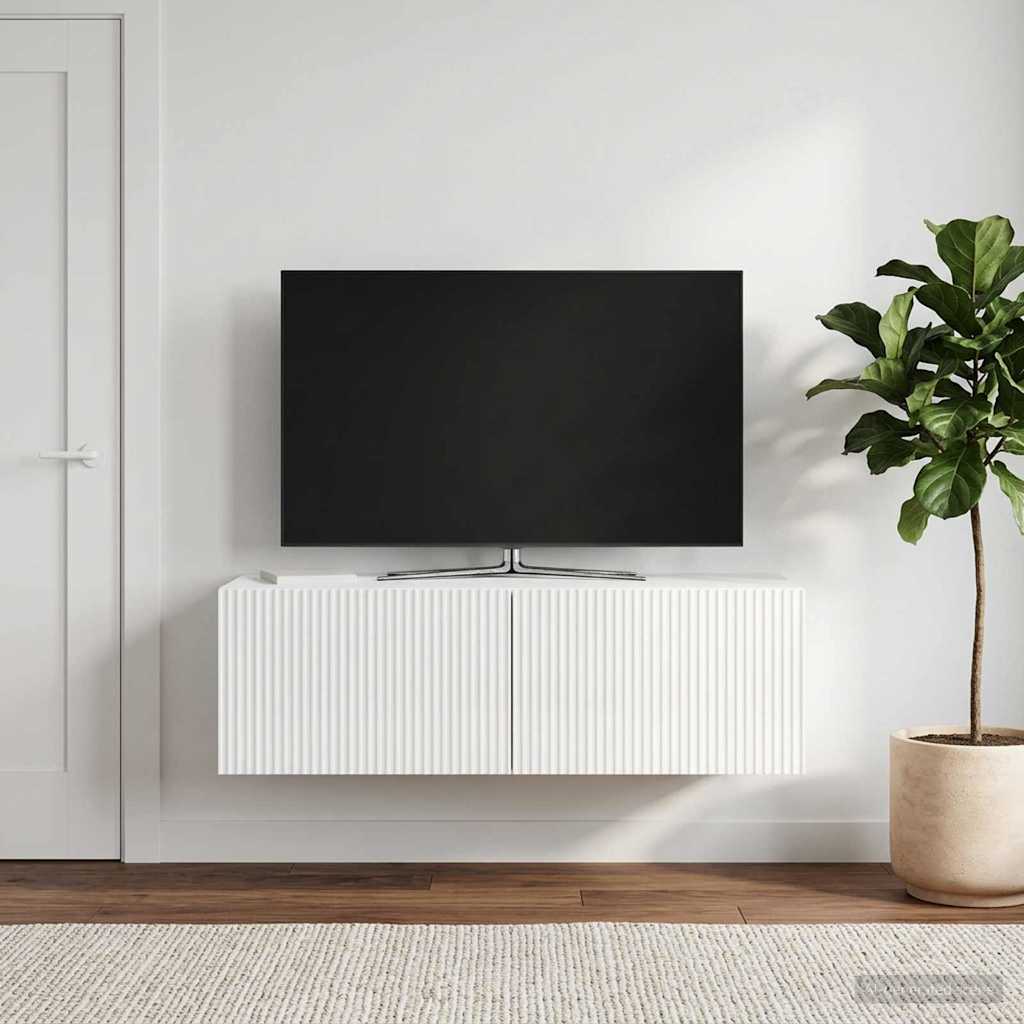 Pie sienas stiprināms TV skapītis īpaši spīdīgi balts 98 x 41 x 30 cm
