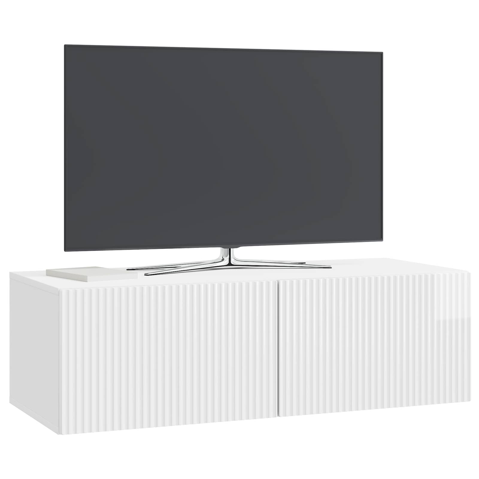 Pie sienas stiprināms TV skapītis īpaši spīdīgi balts 98 x 41 x 30 cm