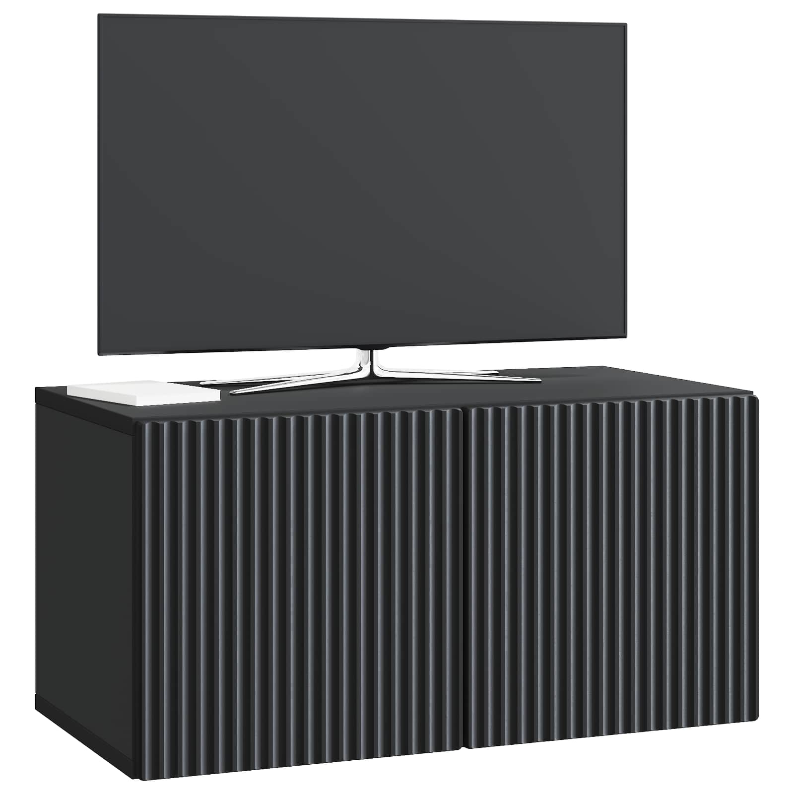 Sieninė TV spintelė Juoda 59,5 x 31 x 30 cm Apdirbta mediena