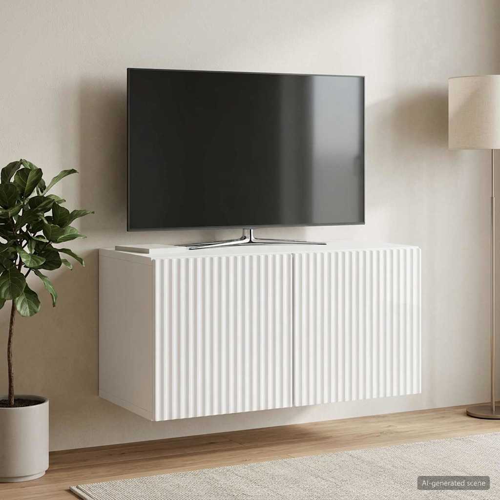 Sieninė TV spintelė Itin blizgi balta 59,5 x 31 x 30 cm