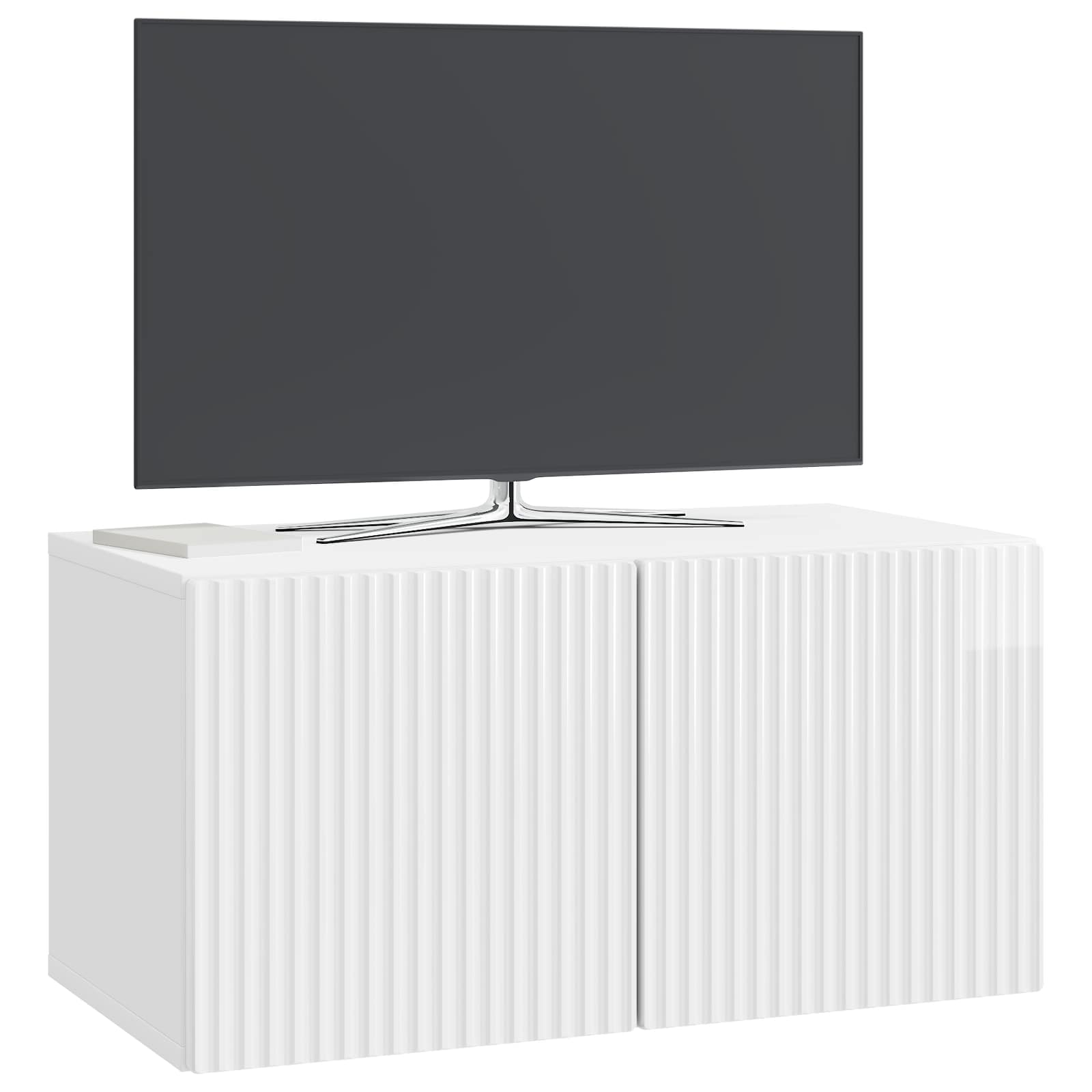 Sieninė TV spintelė Itin blizgi balta 59,5 x 31 x 30 cm
