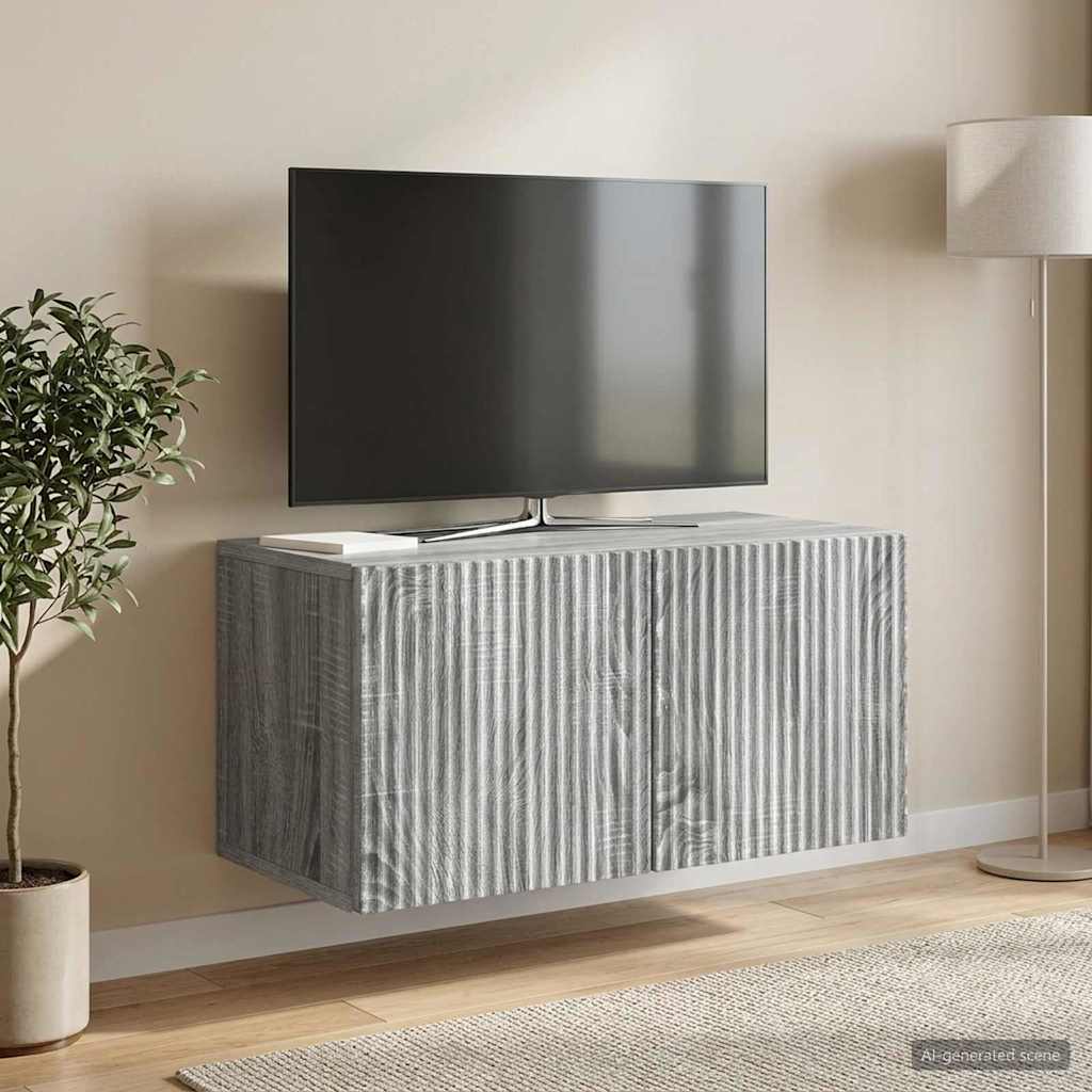 Sieninė TV spintelė Pilka sonoma ąžuolo 59,5 x 31 x 30 cm