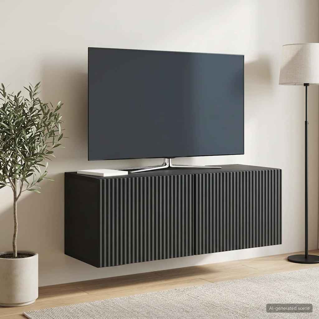 Sieninė TV spintelė Juoda 78,5 x 31 x 30 cm Apdirbta mediena