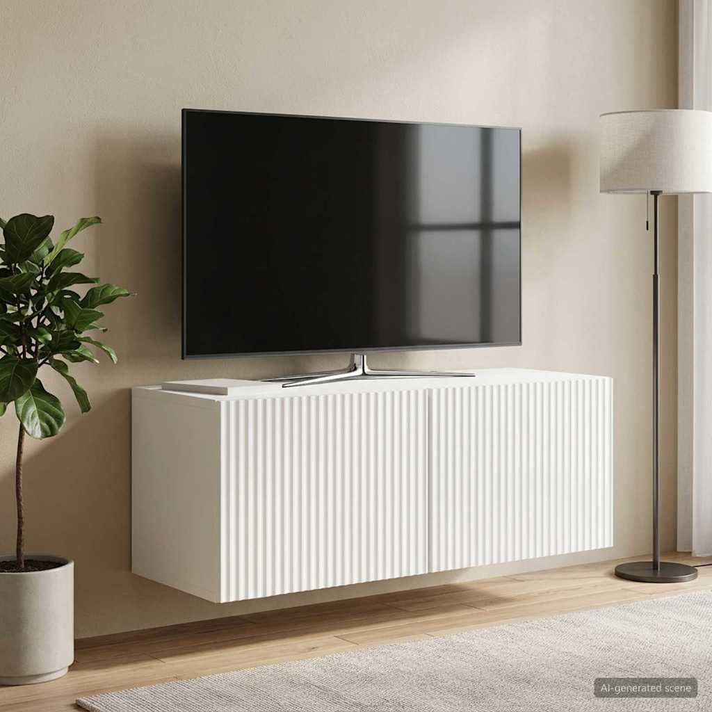 Sieninė TV spintelė Itin blizgi balta 78,5 x 31 x 30 cm