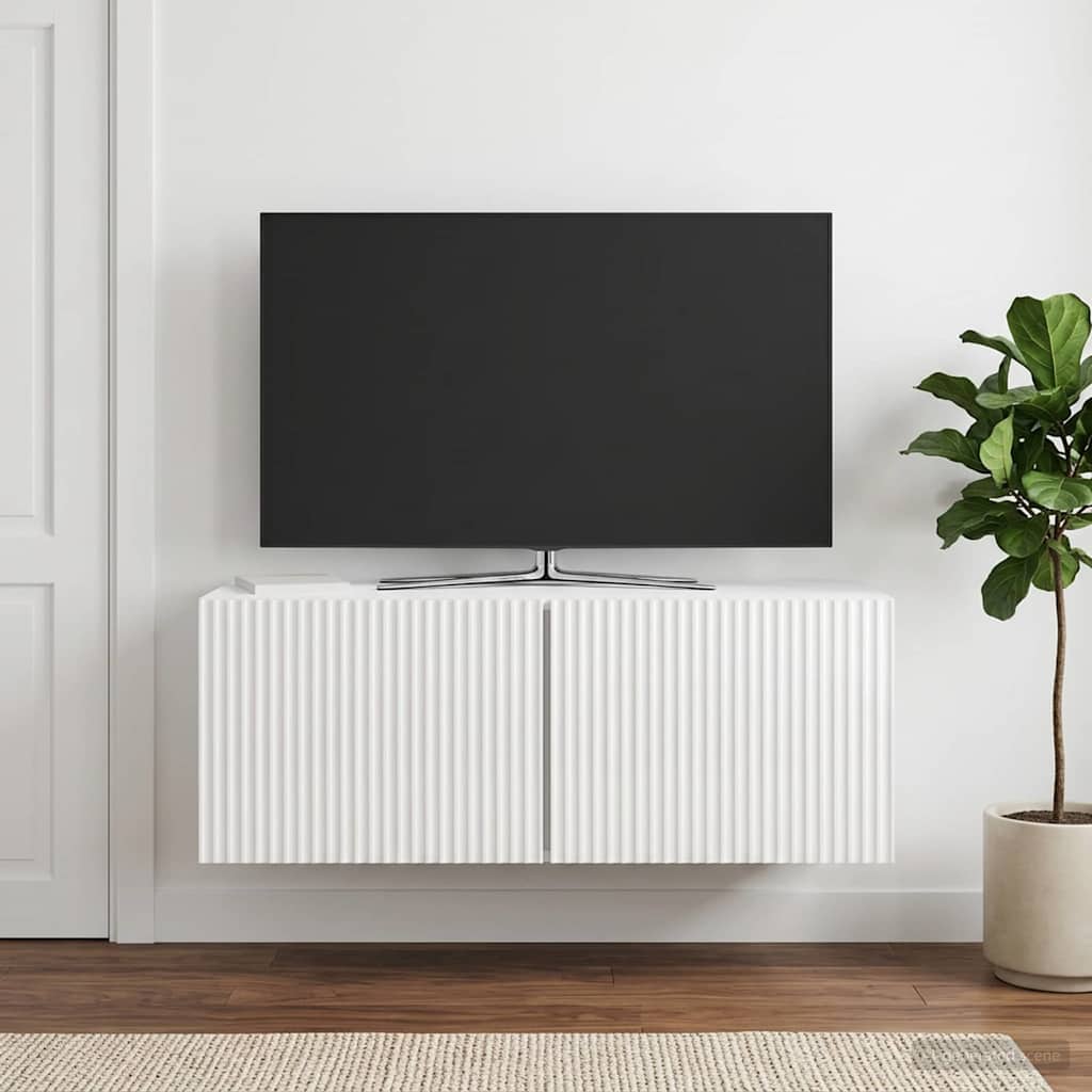 Sieninė TV spintelė Itin blizgi balta 78,5 x 31 x 30 cm