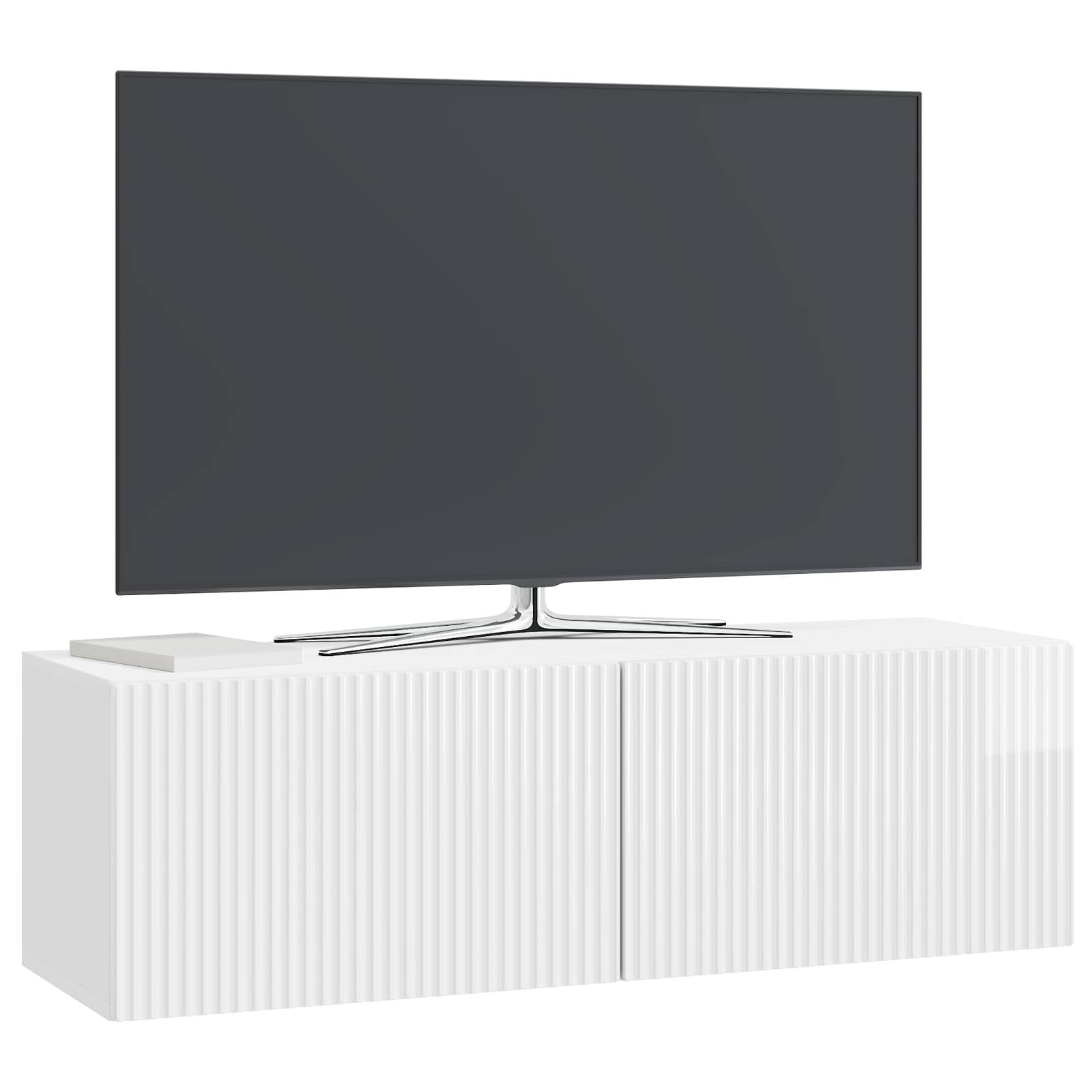 Sieninė TV spintelė Itin blizgi balta 98 x 31 x 30 cm