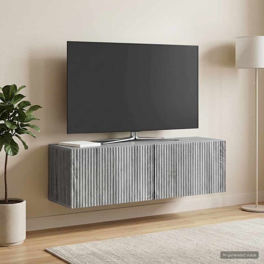Sieninė TV spintelė Pilka sonoma ąžuolo 98 x 31 x 30 cm