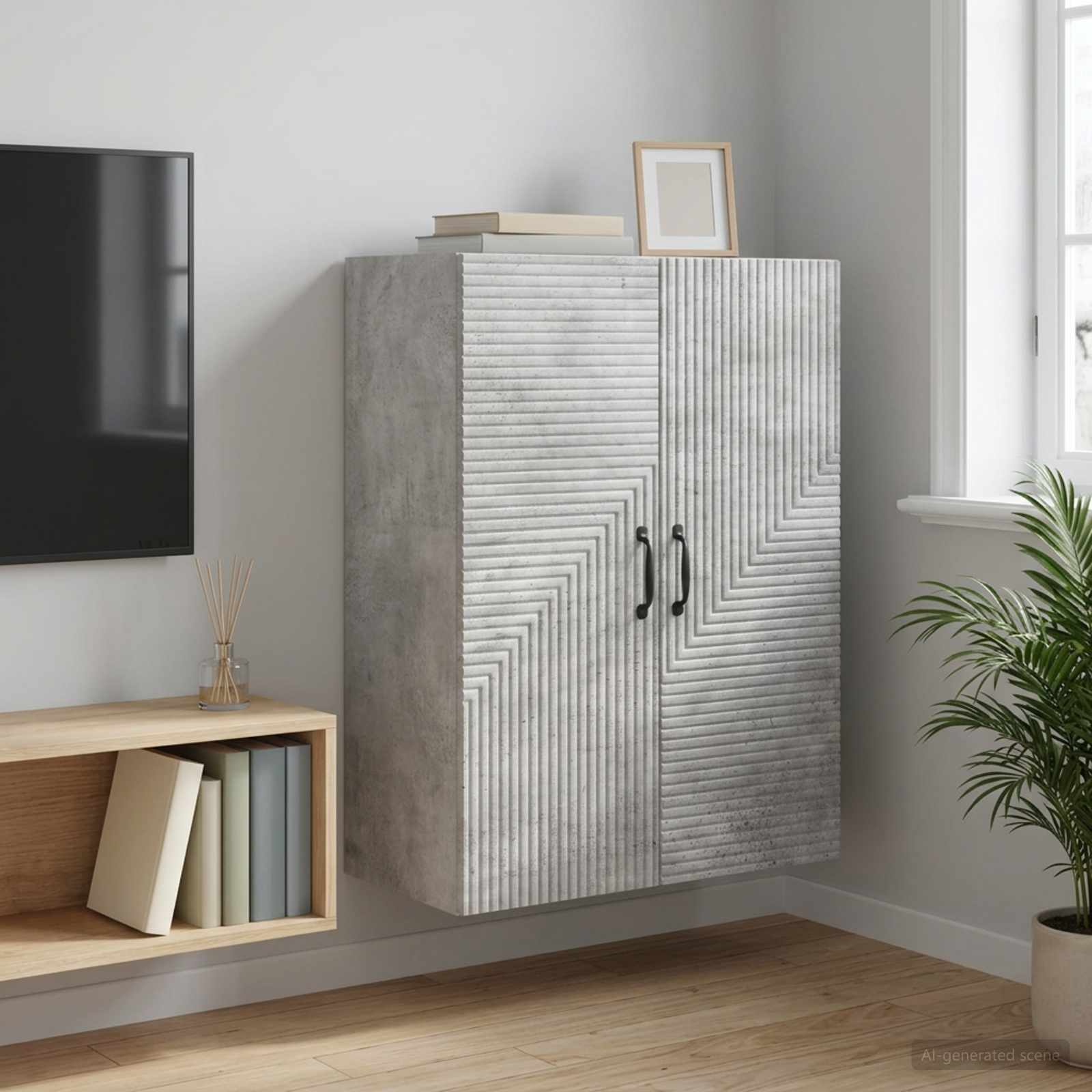Prie sienos montuojama spinta Betono pilka 66 x 34,5 x 90 cm